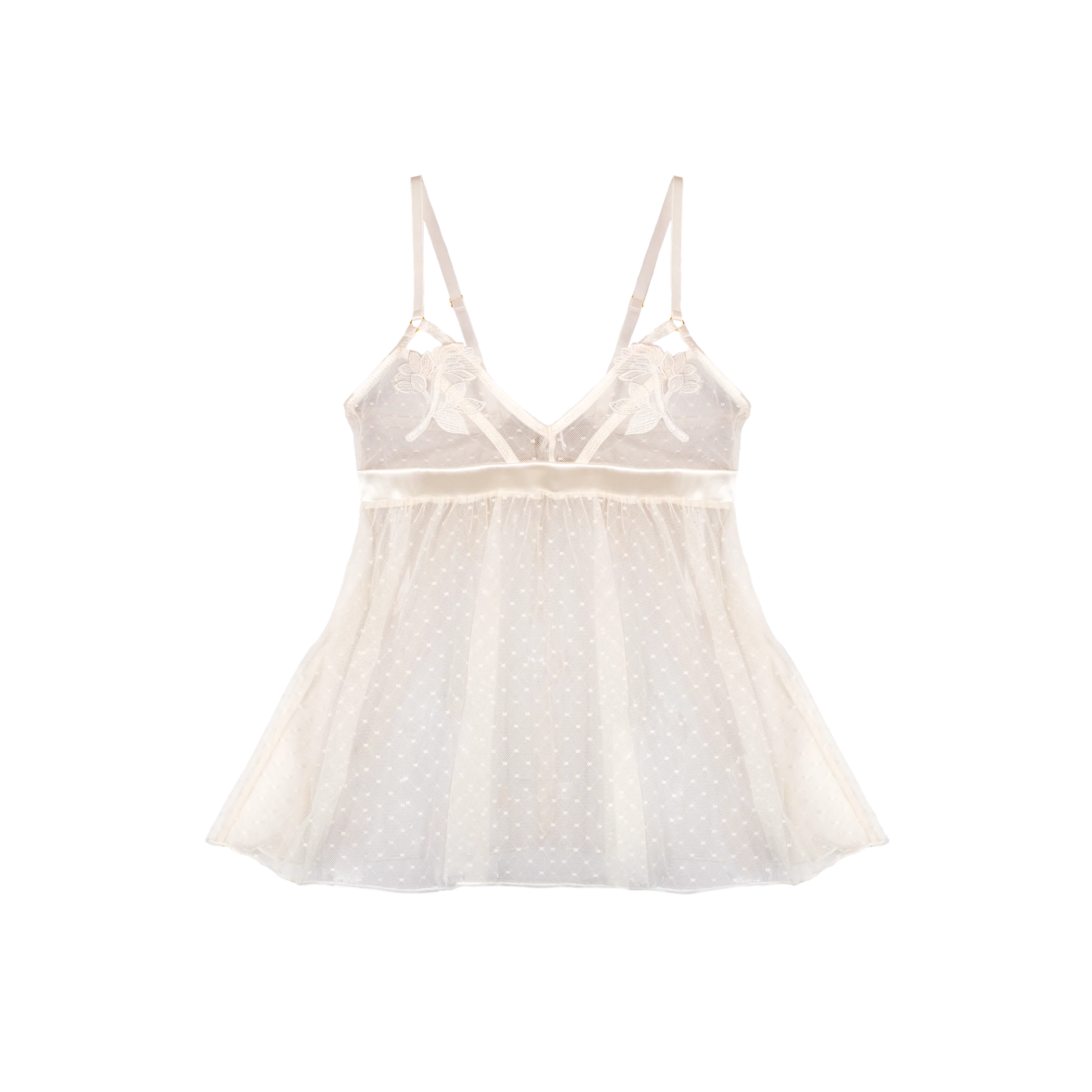 Appliqué & Diamond Mesh Babydoll - Pearl - Image 14