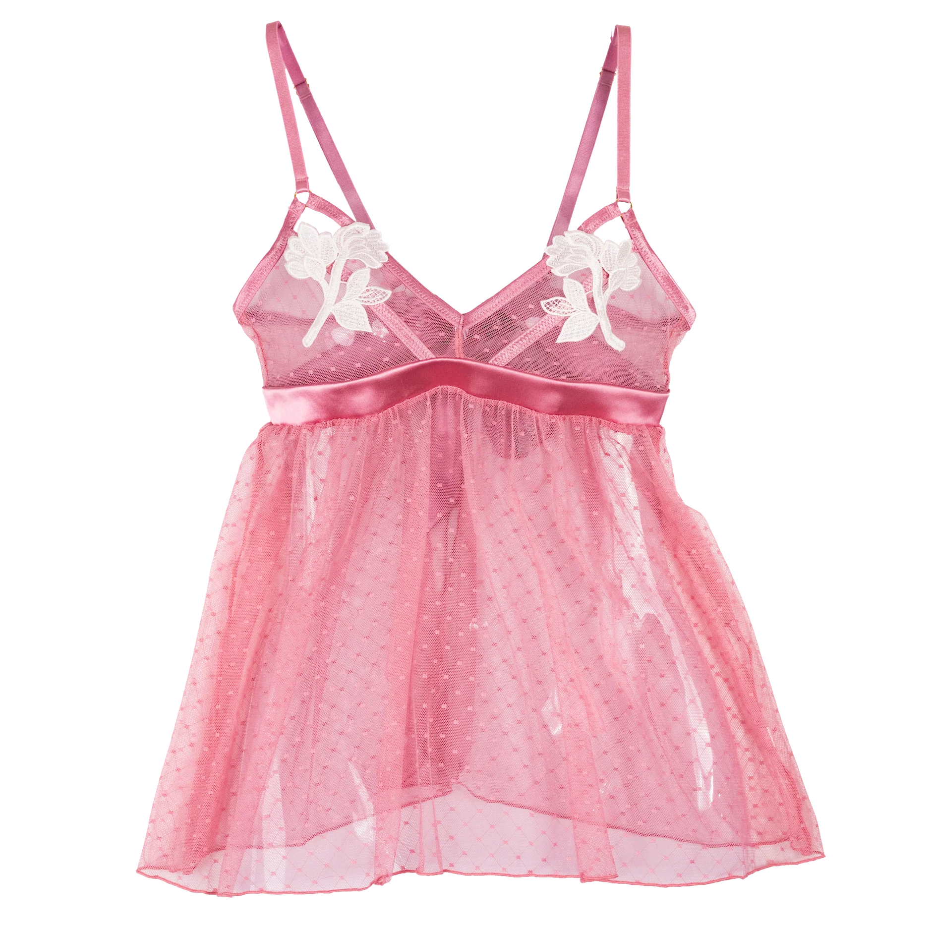 Appliqué & Diamond Mesh Babydoll - Rose - Image 19