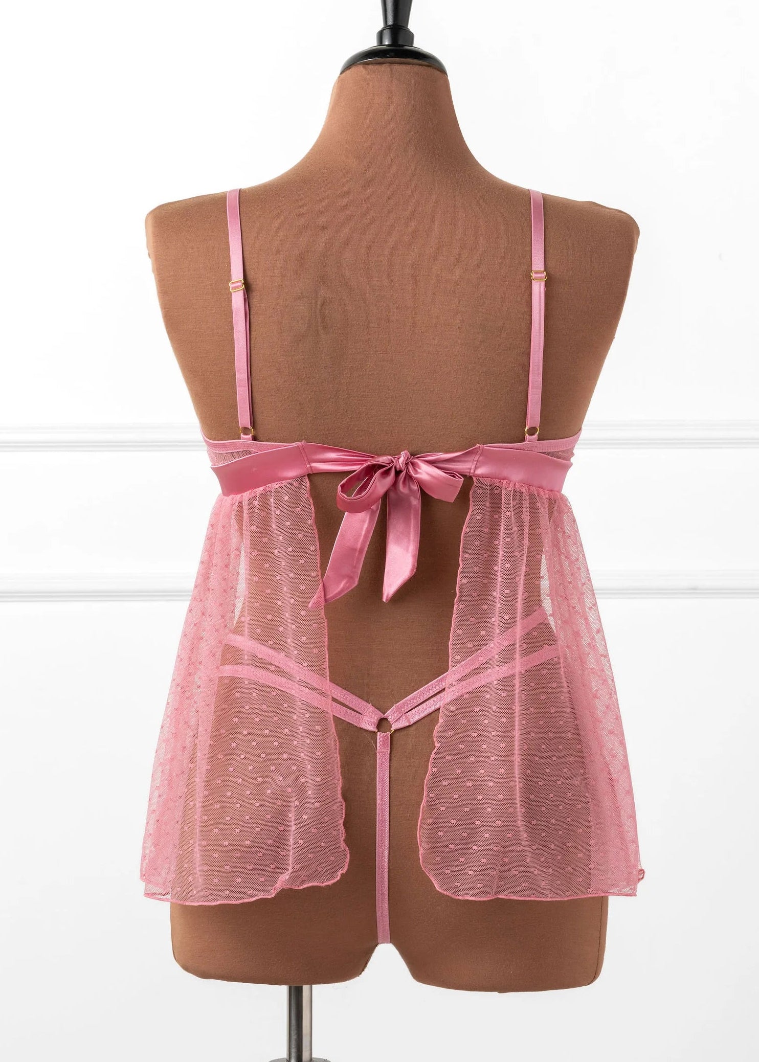 Appliqué & Diamond Mesh Babydoll - Rose - Image 3