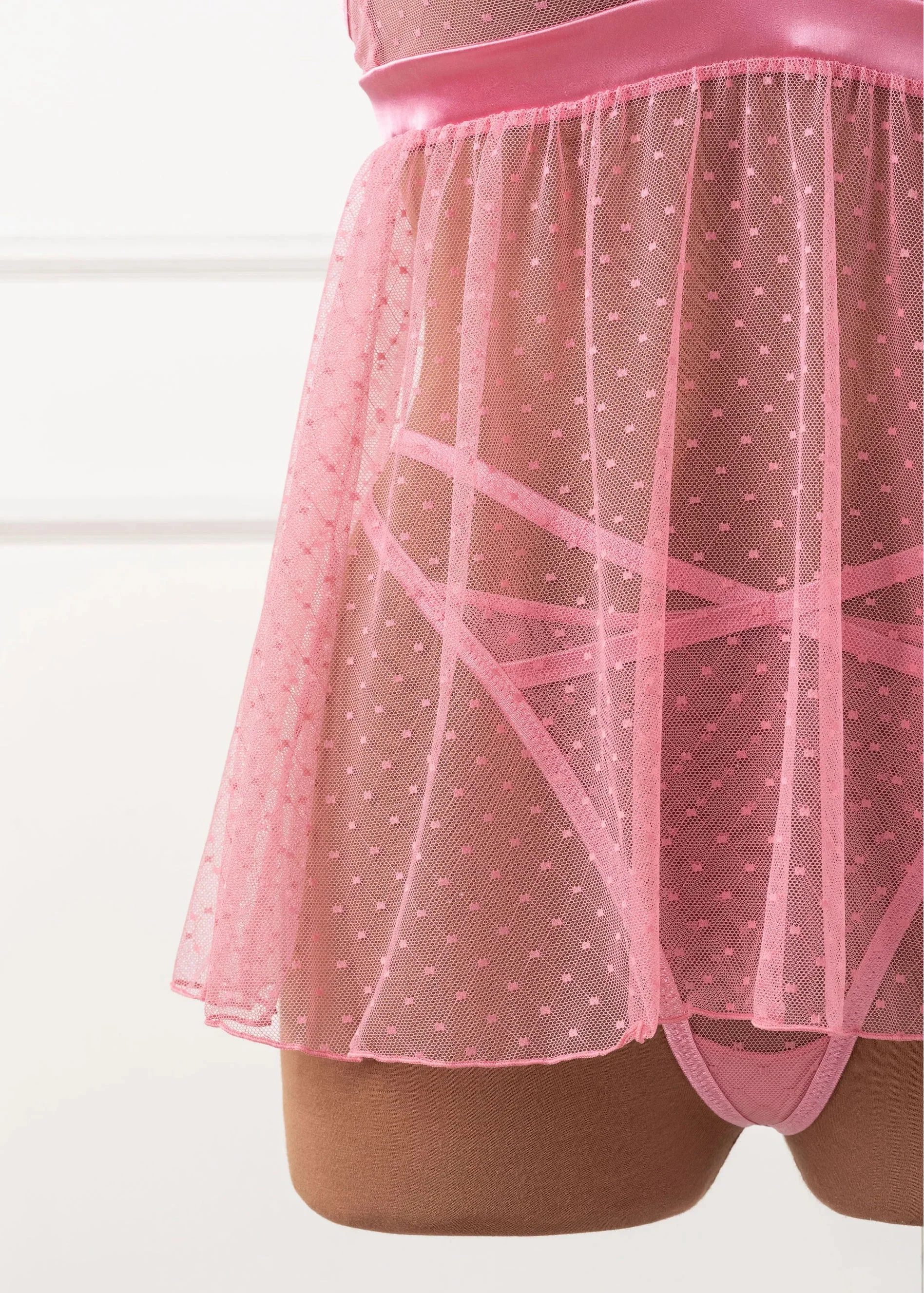 Appliqué & Diamond Mesh Babydoll - Rose - Image 5