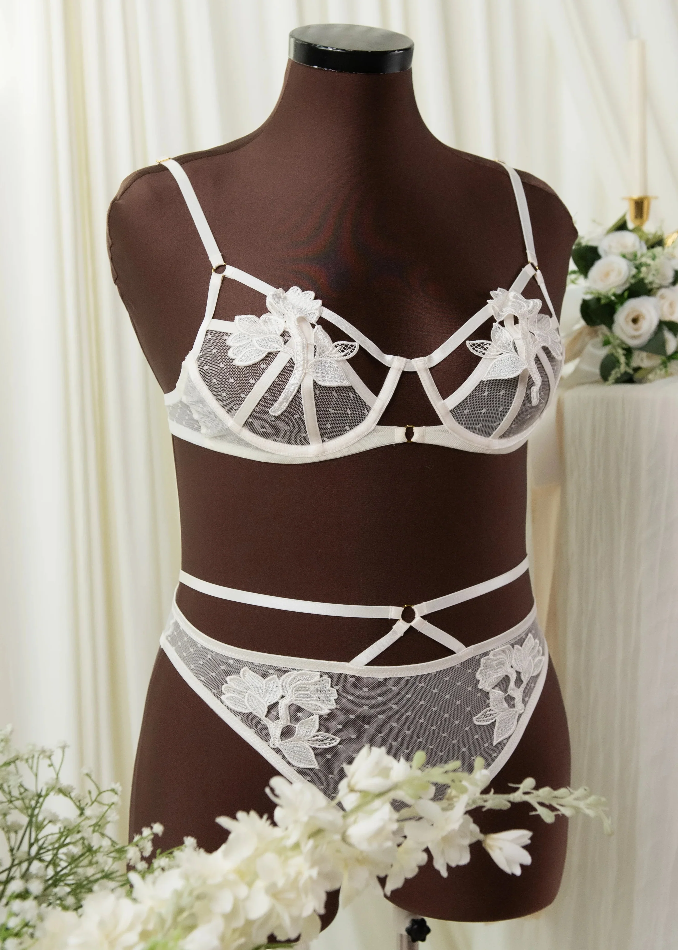 Appliqué Underwire Bralette - Pearl - Image 15