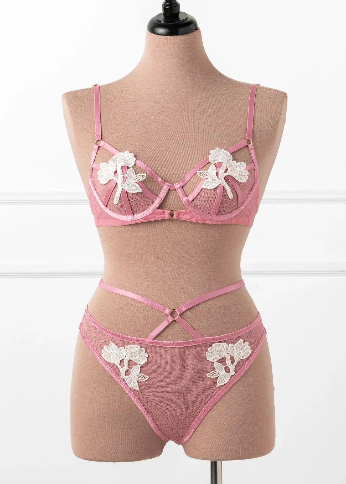 Appliqué Underwire Bralette - Rose - Image 4