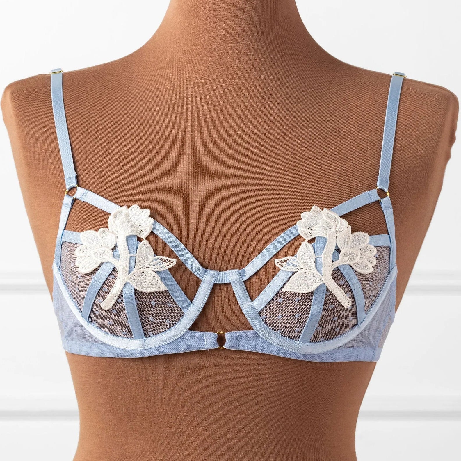 Appliqué Underwire Bralette - Sky Blue - Image 11