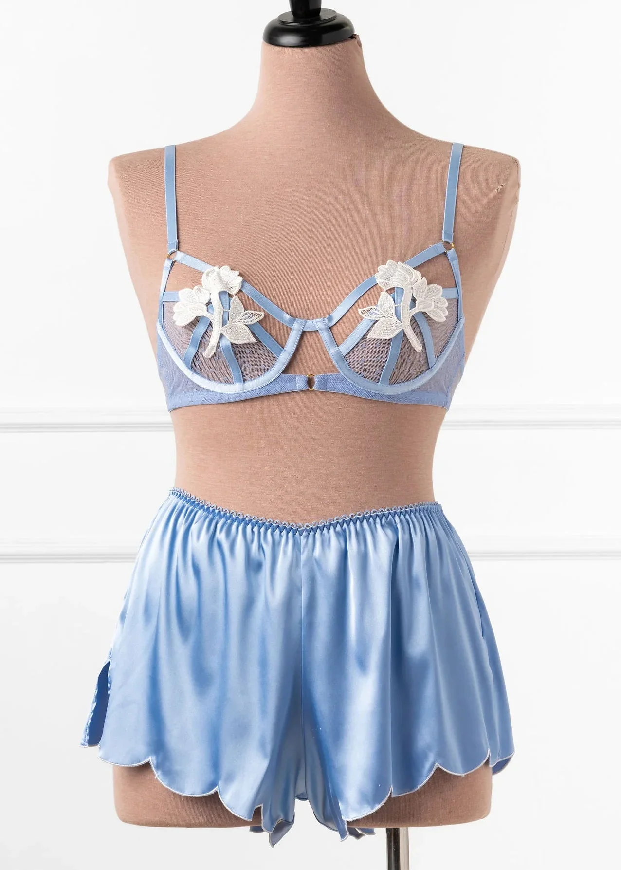 Appliqué Underwire Bralette - Sky Blue - Image 12