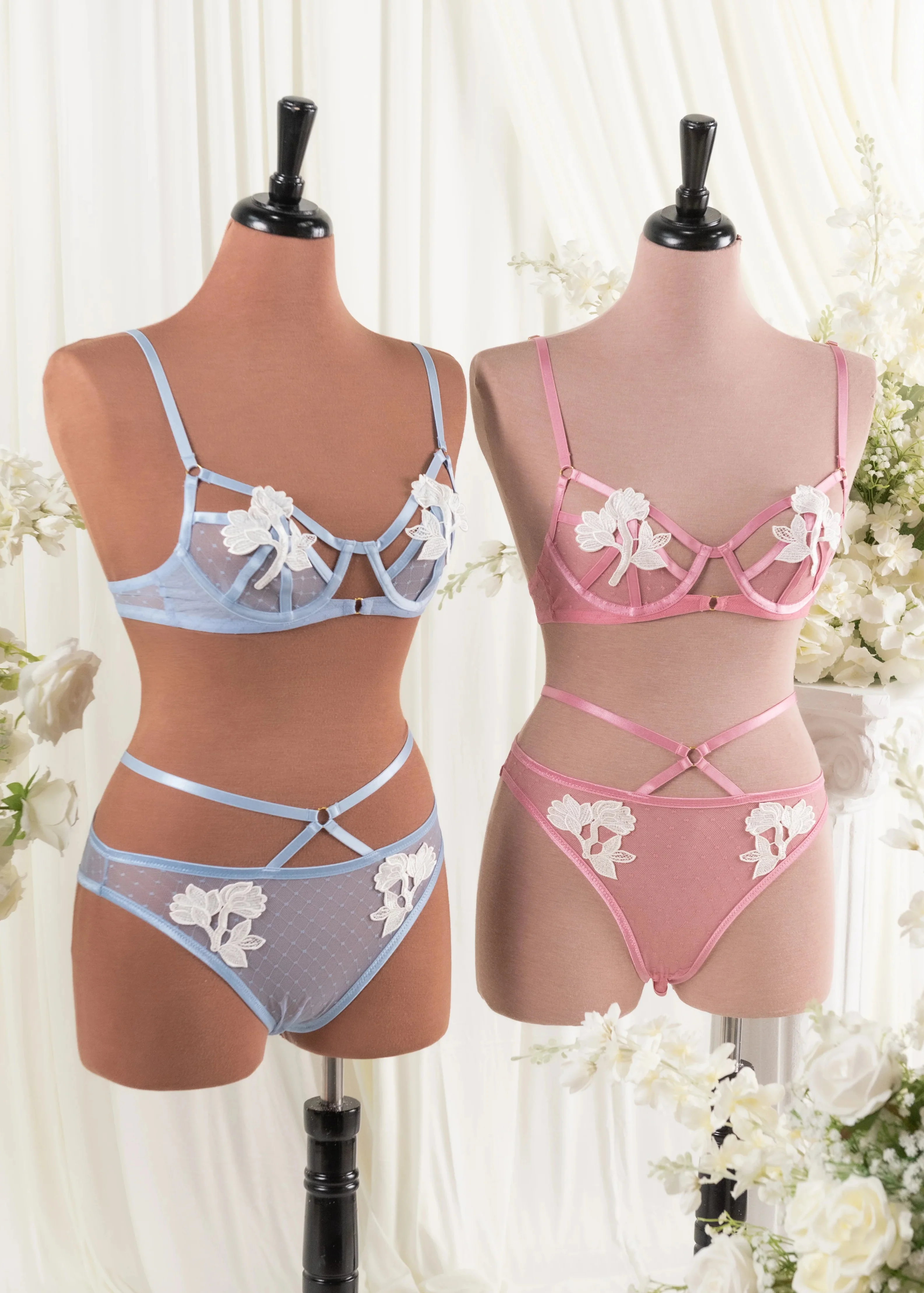 Appliqué Underwire Bralette - Sky Blue - Image 17