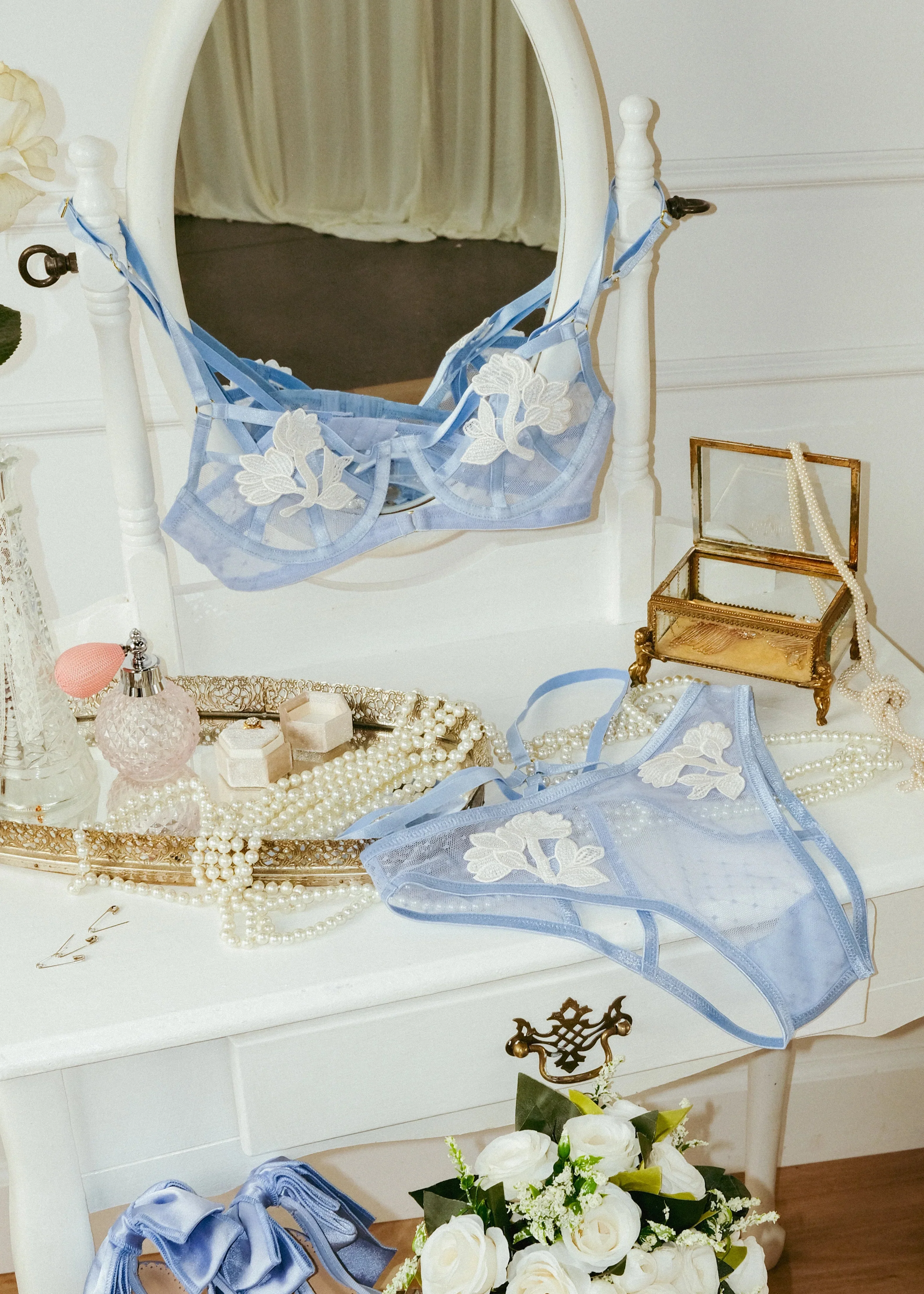 Appliqué Underwire Bralette - Sky Blue - Image 20