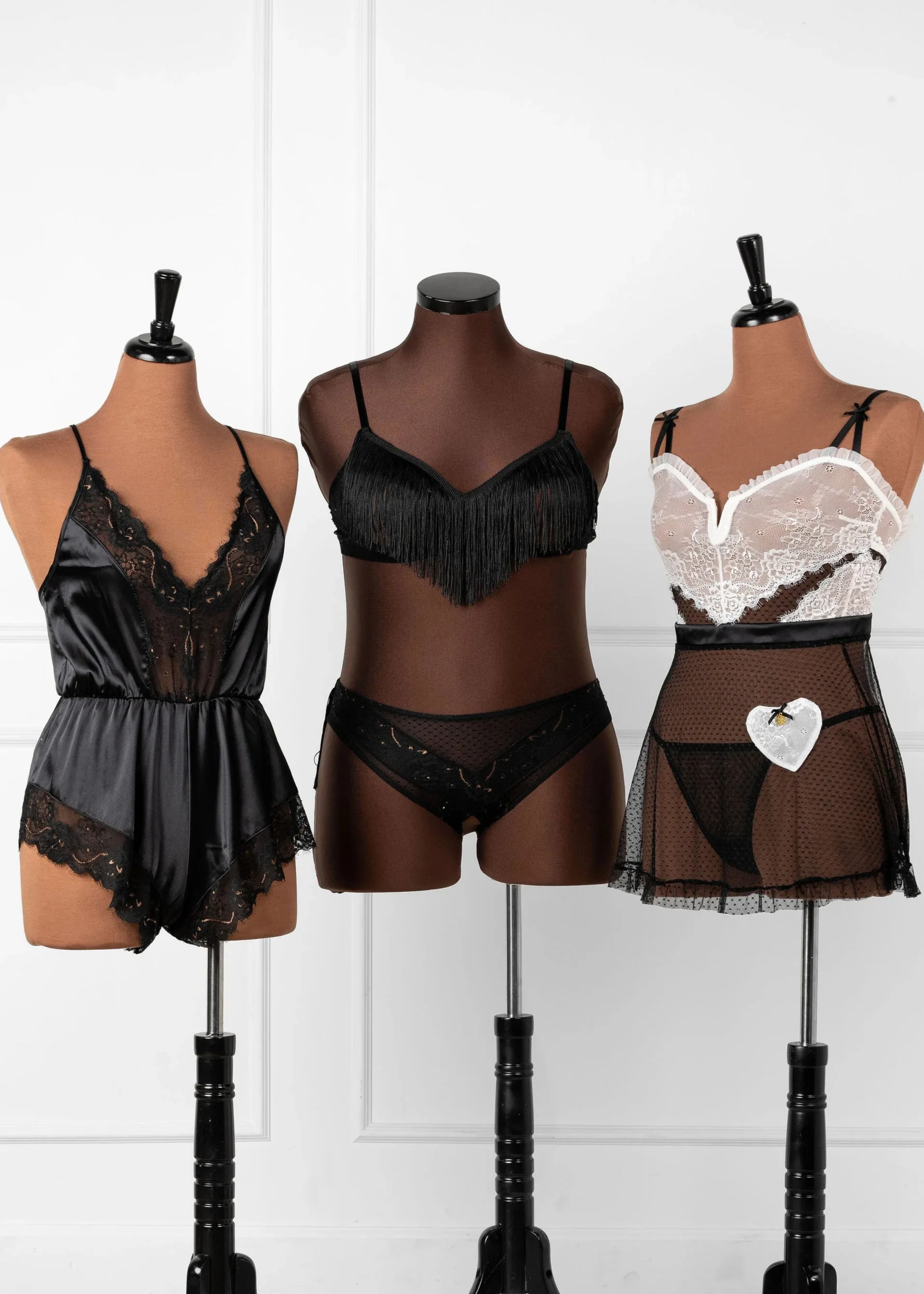 Satin Eyelash Lace Romper - Black Espresso - Image 15