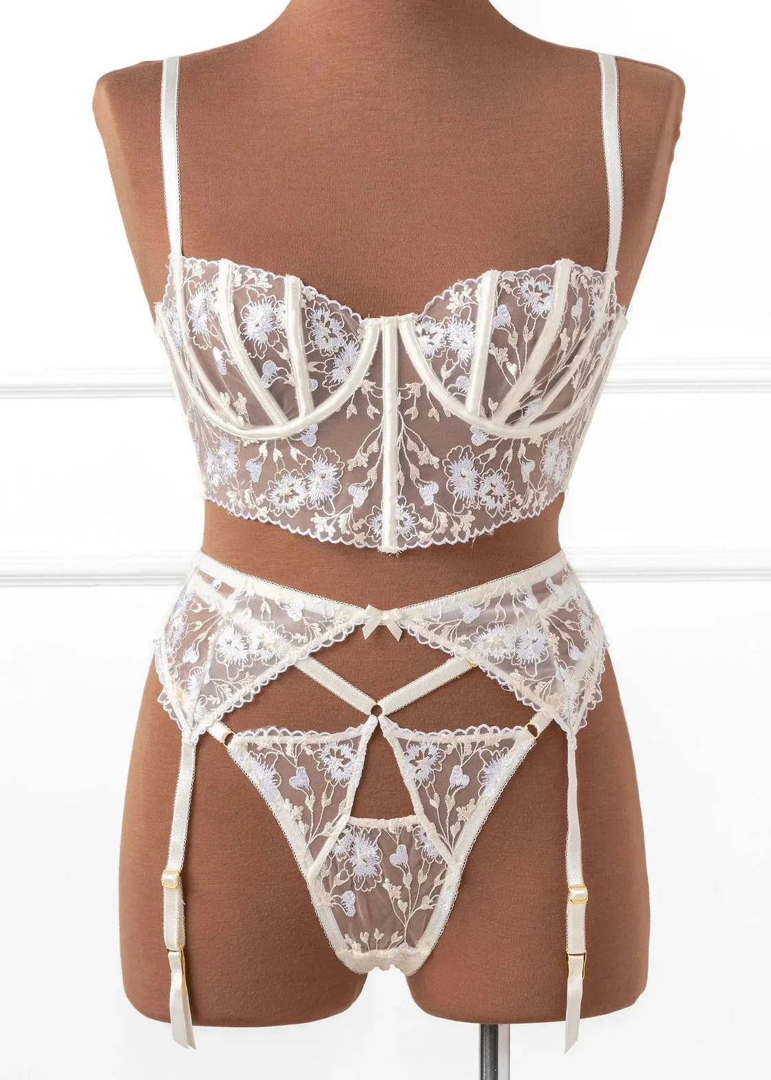 Embroidered Garter Belt - Pearl - Image 5