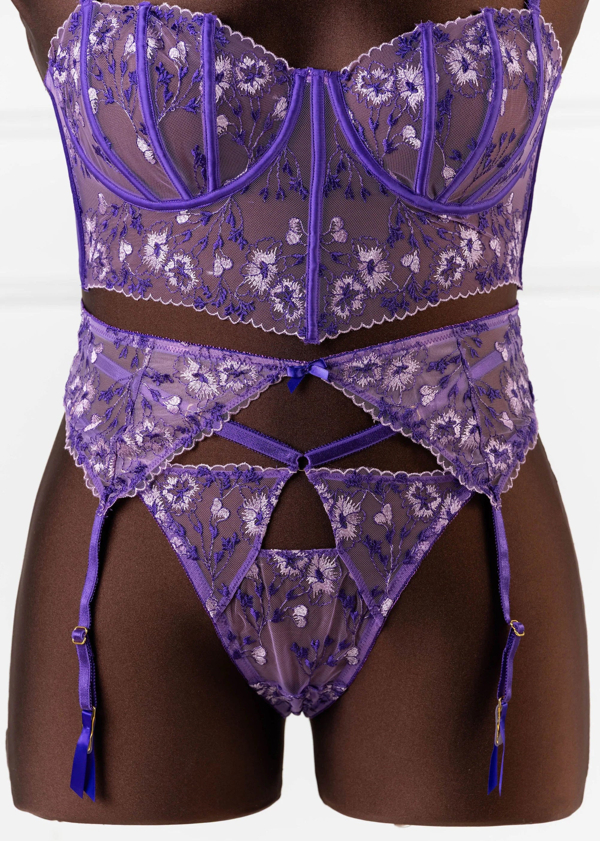 Embroidered Garter Belt - Violet - Image 12