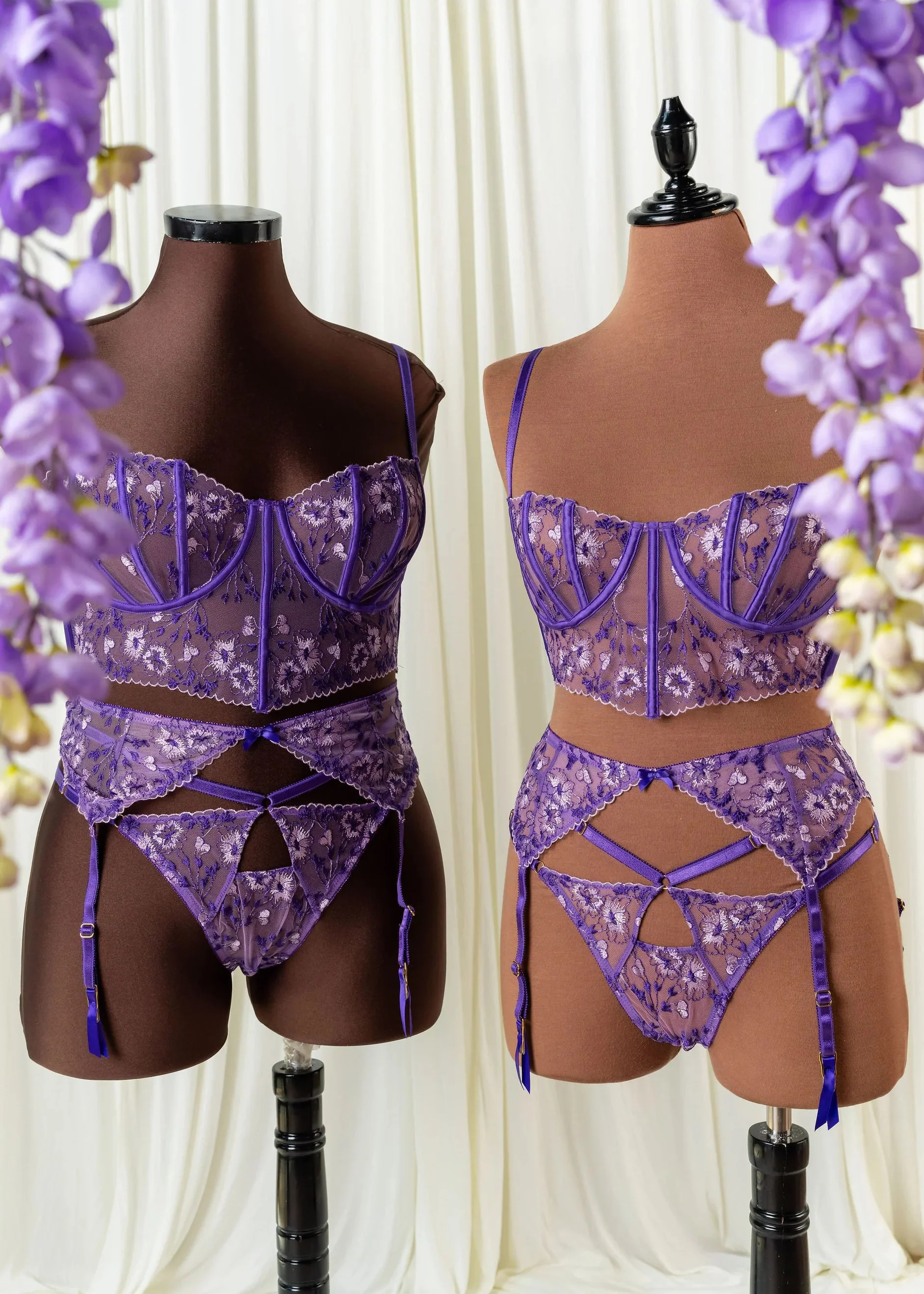 Embroidered Garter Belt - Violet - Image 18