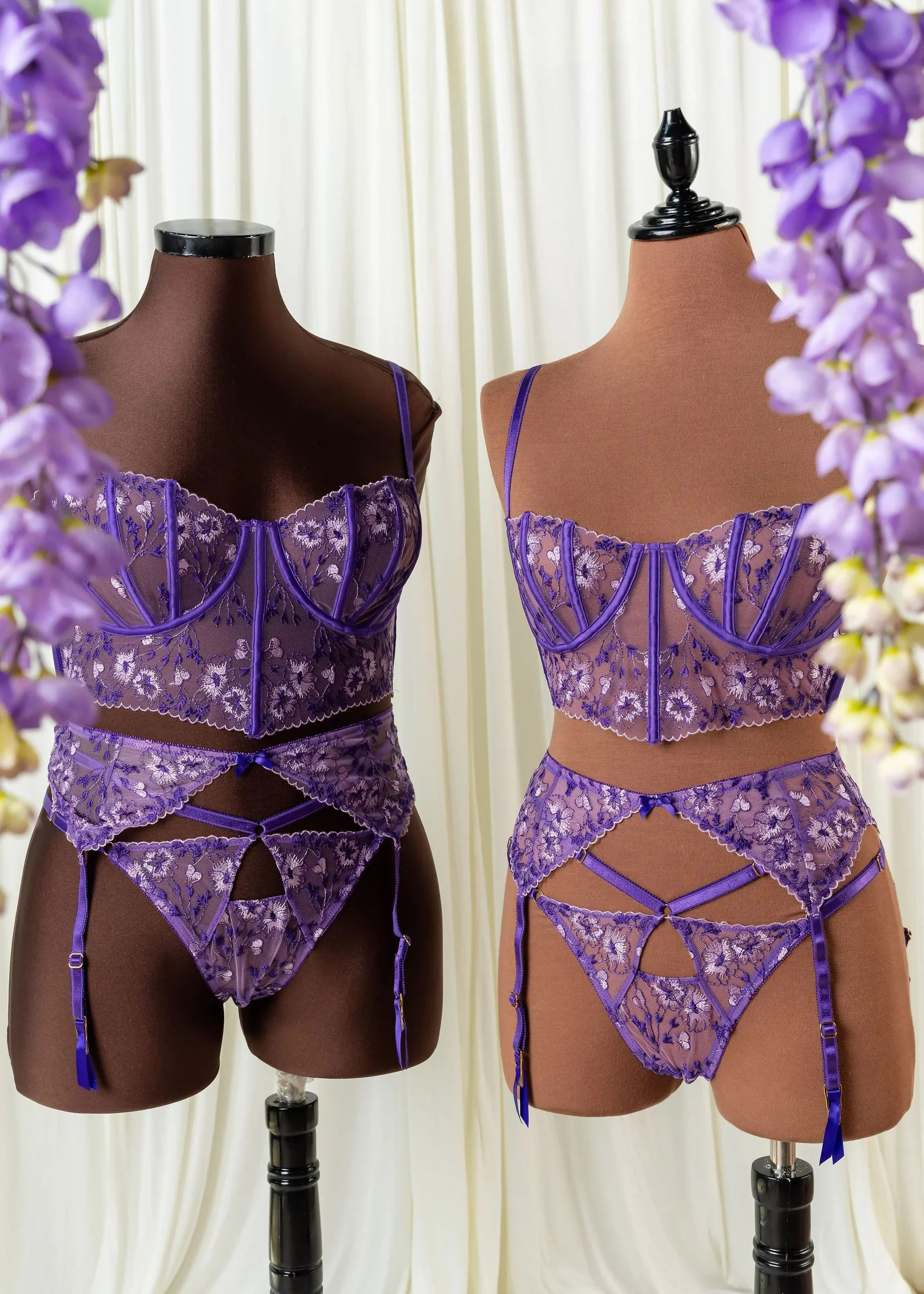 Embroidered Strappy Thong - Violet - Image 17