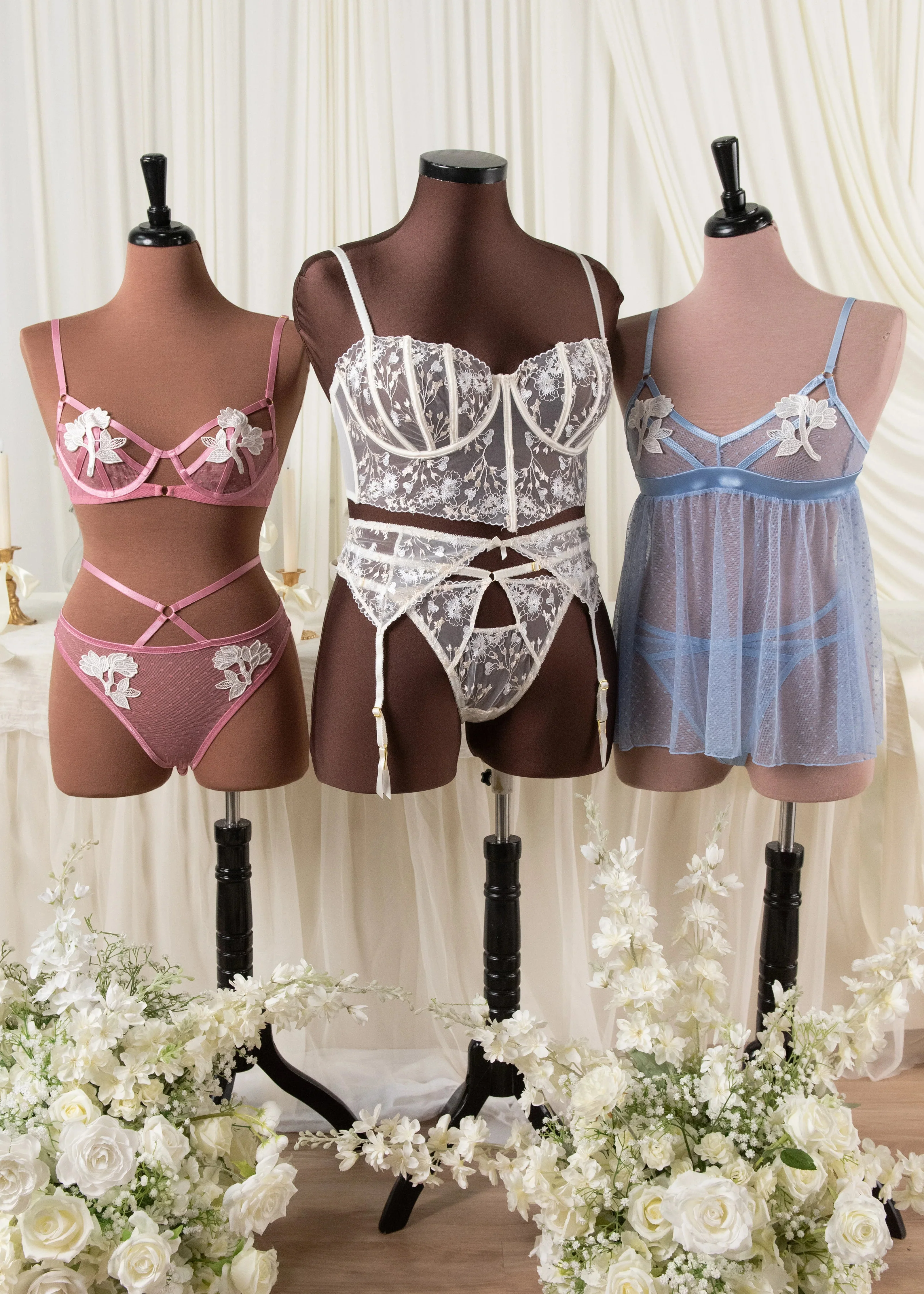 Embroidered Underwire Bustier - Pearl - Image 11