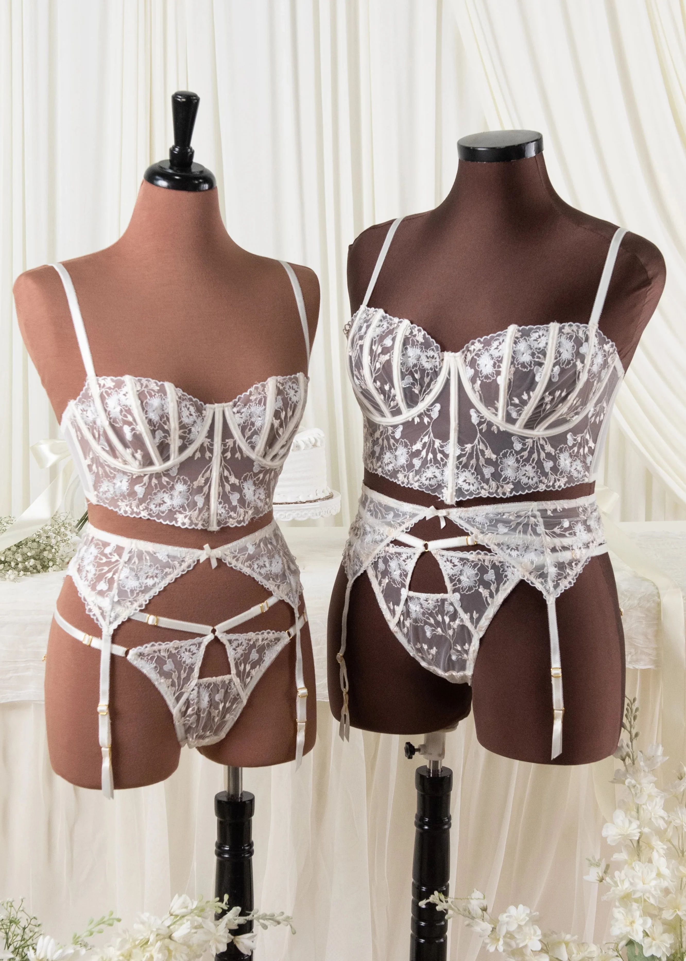 Embroidered Underwire Bustier - Pearl - Image 12