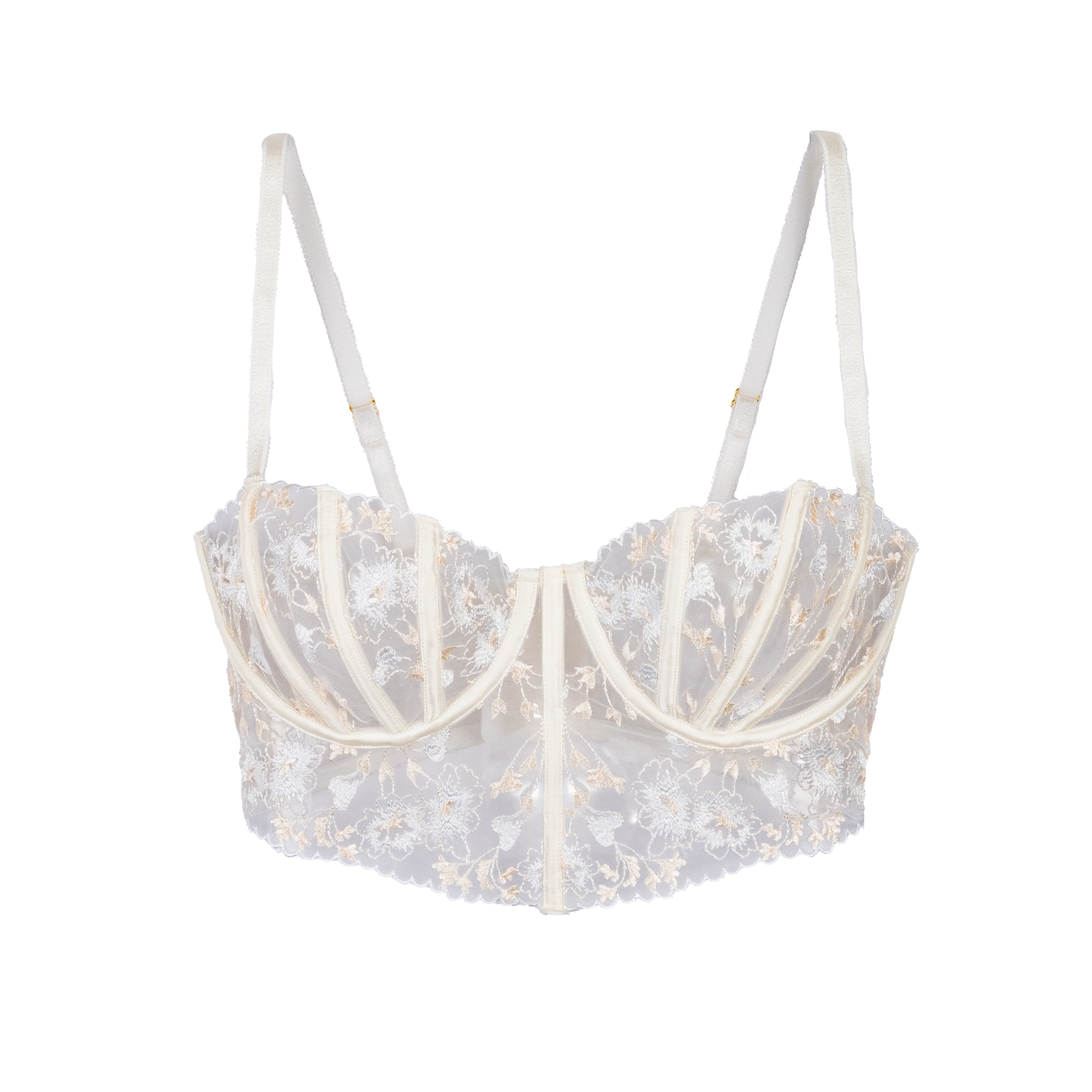 Embroidered Underwire Bustier - Pearl - Image 18