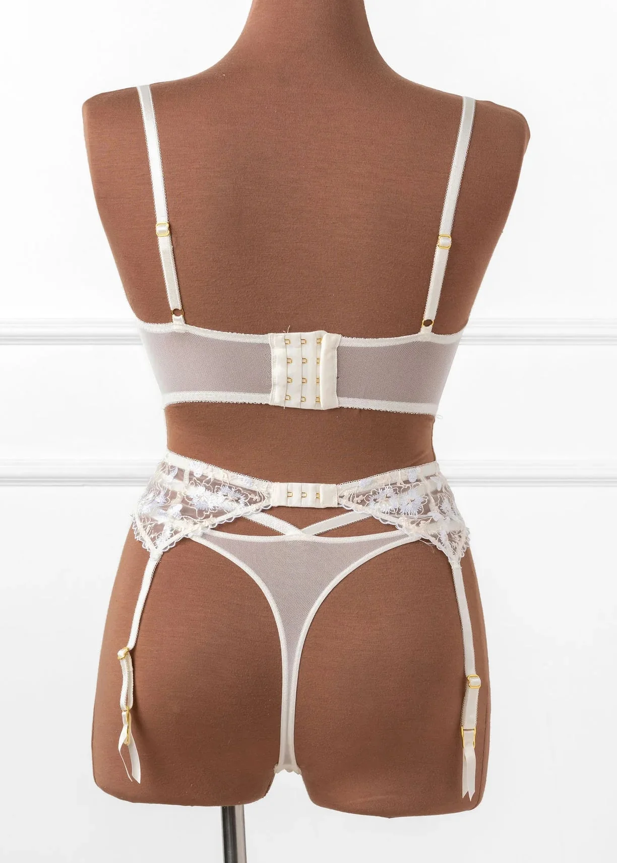 Embroidered Underwire Bustier - Pearl - Image 5