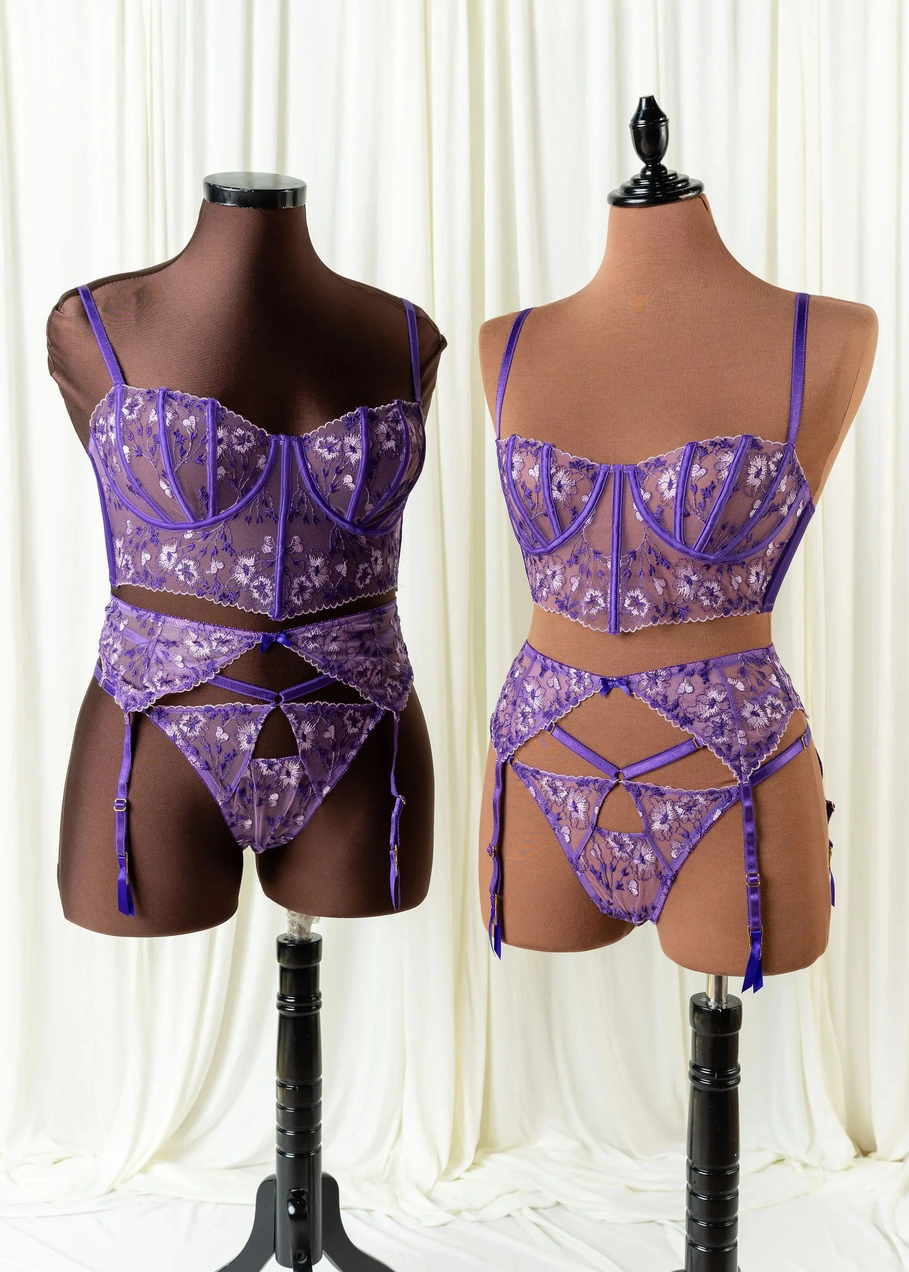Embroidered Underwire Bustier - Violet - Image 19
