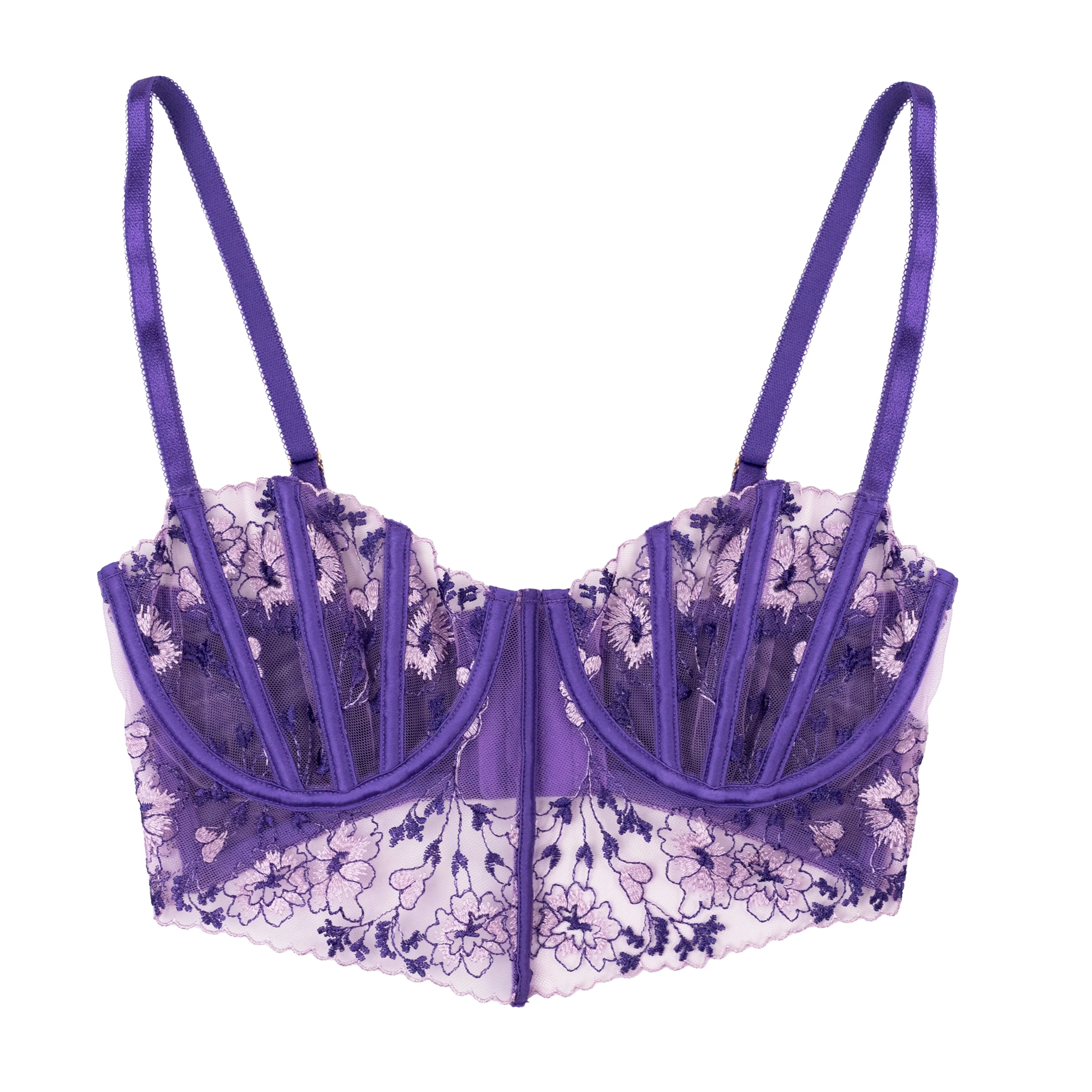 Embroidered Underwire Bustier - Violet - Image 20