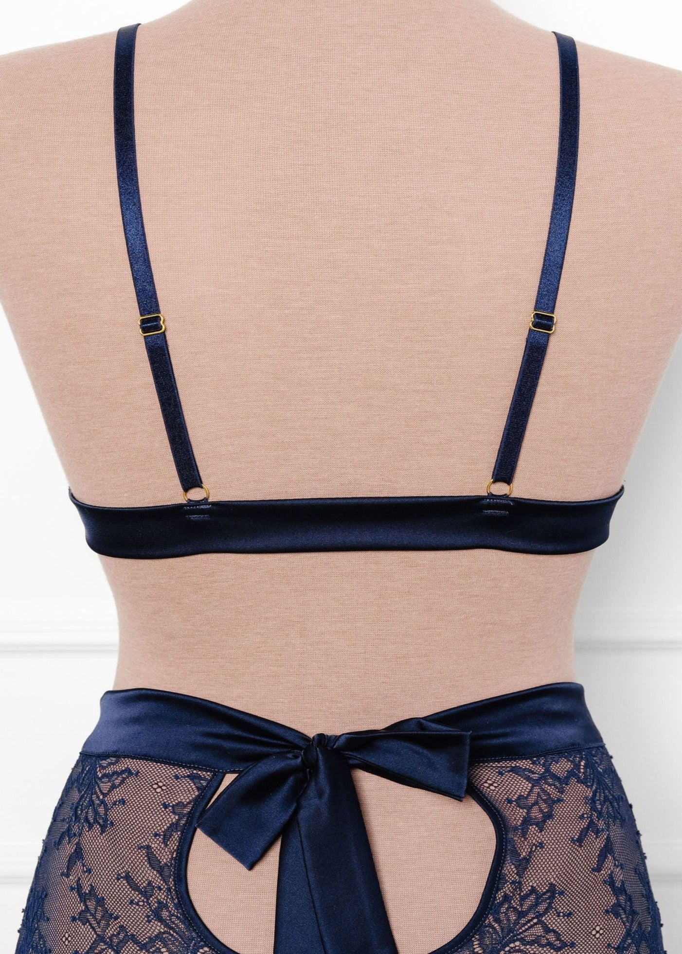 Eyelash Lace Bow Bralette - Navy - Image 5