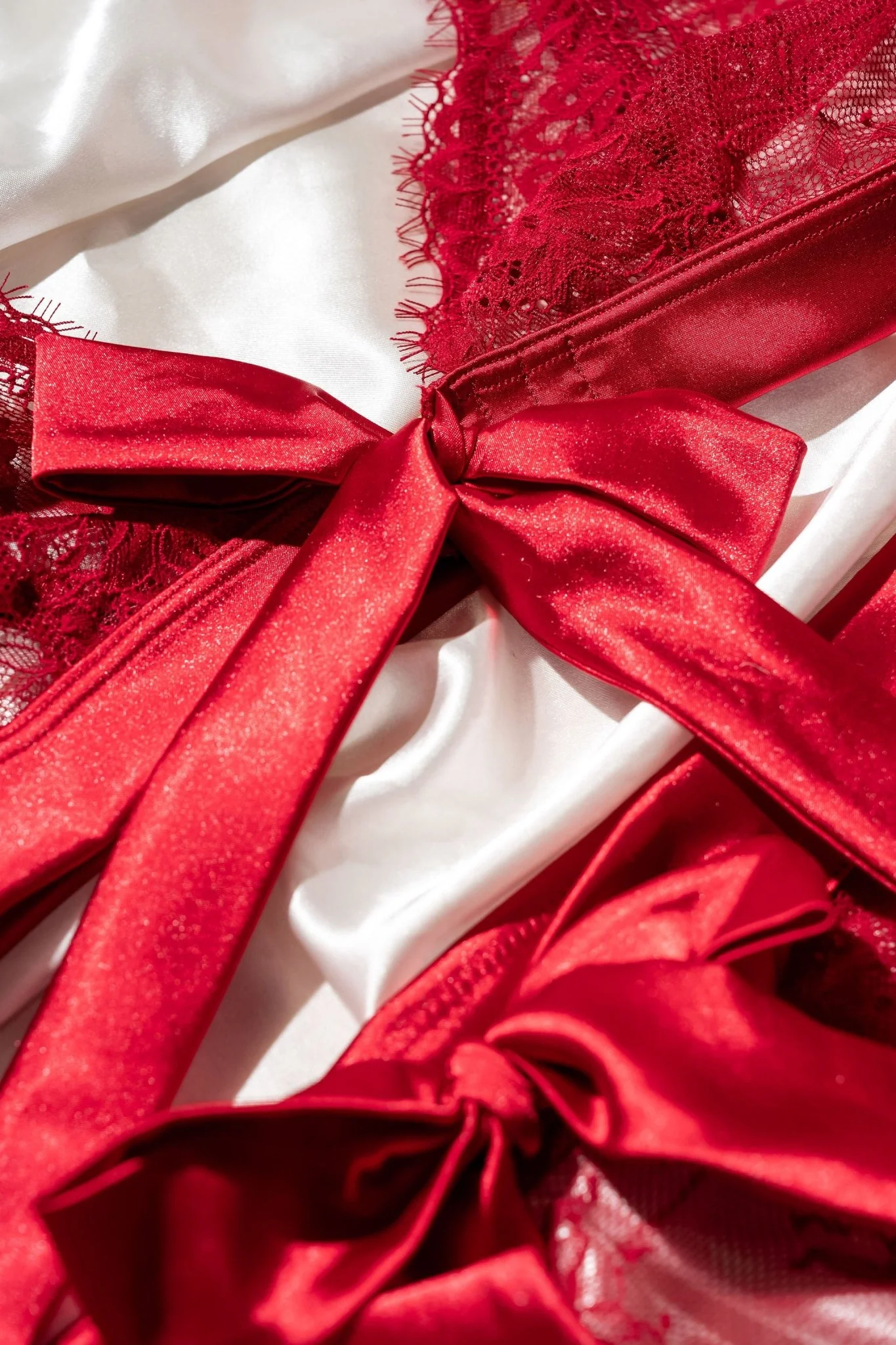 Eyelash Lace Bow Bralette - Red - Image 10