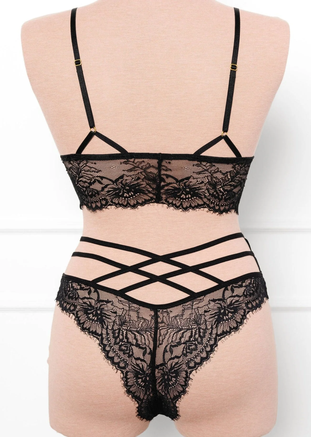 Eyelash Lace Caged Bralette - Black - Image 9