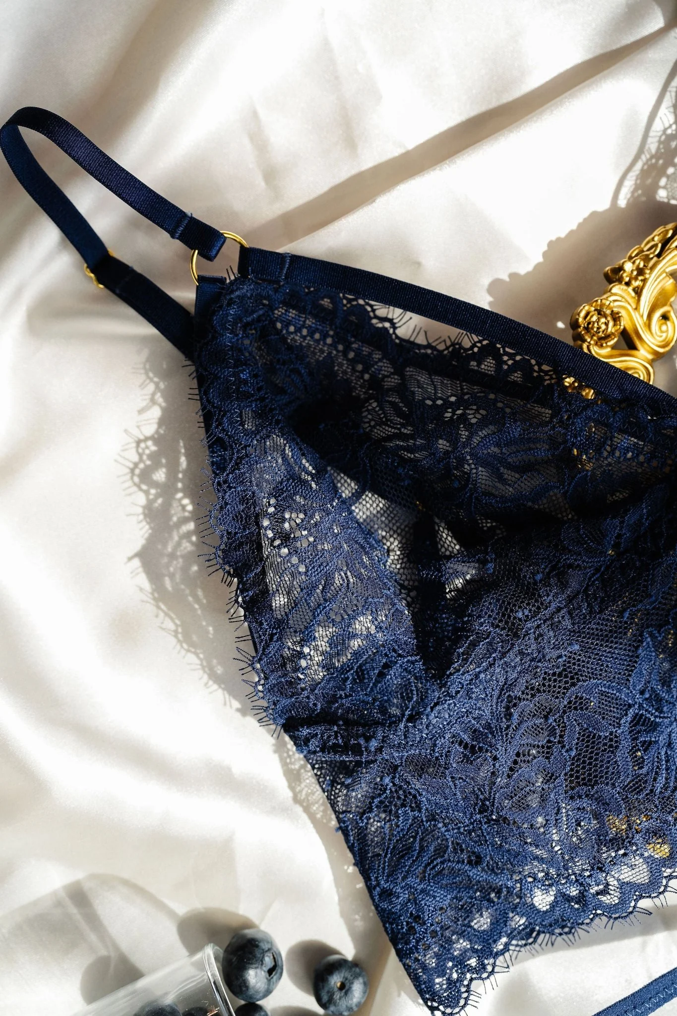 Eyelash Lace Caged Bralette - Navy - Image 10