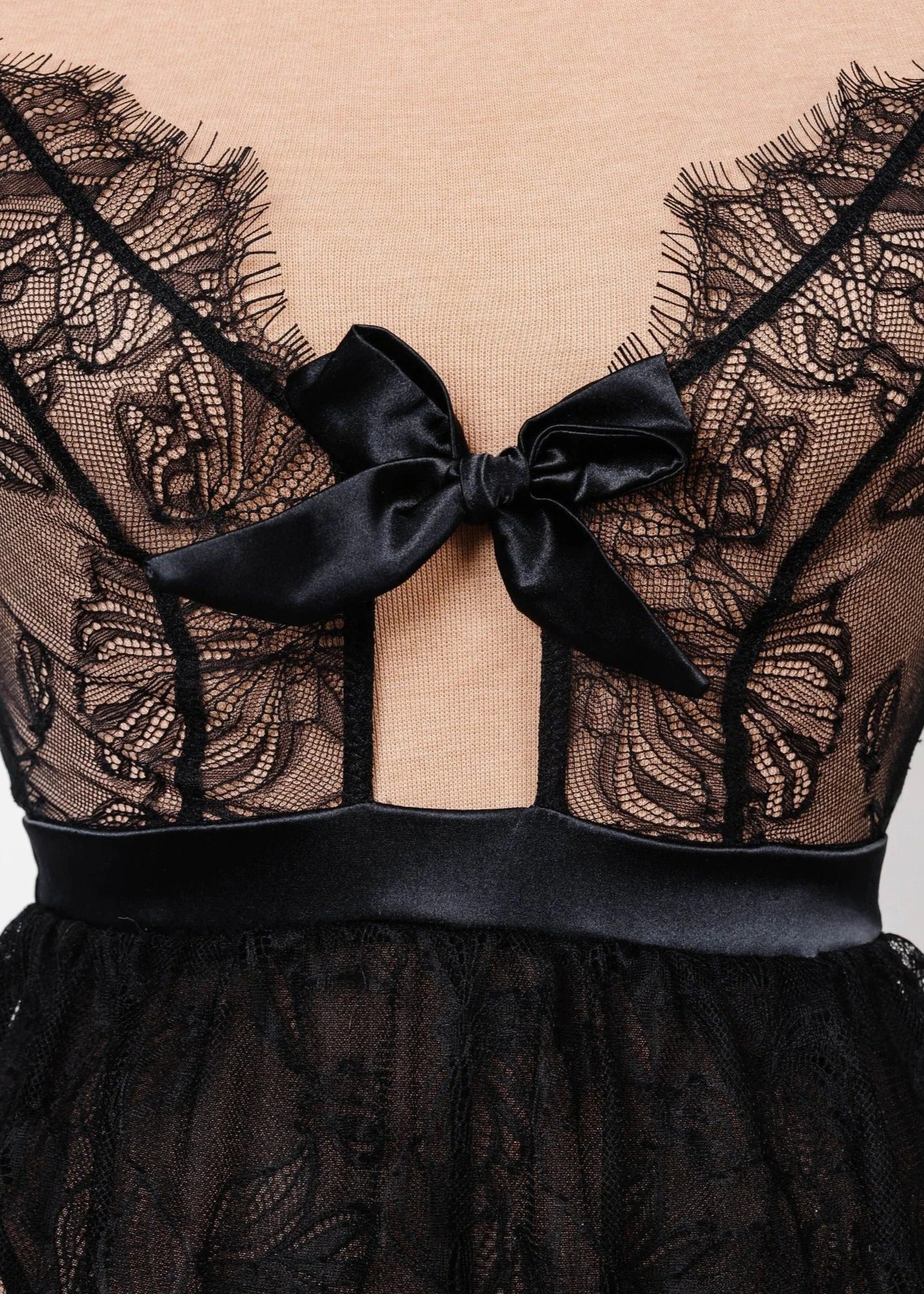 Eyelash Lace Crotchless Teddy - Black - Image 6