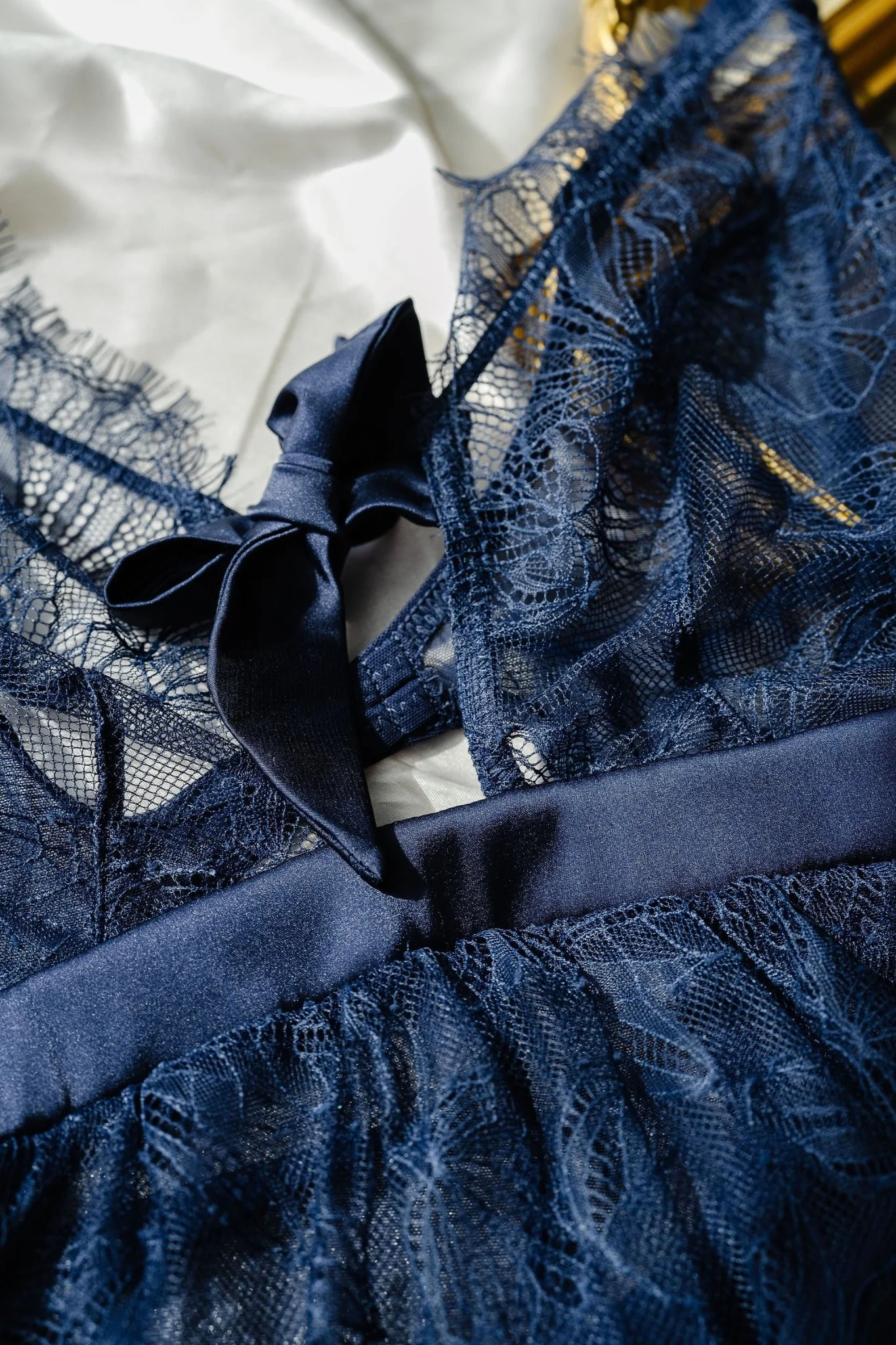 Eyelash Lace Crotchless Teddy - Navy - Image 16