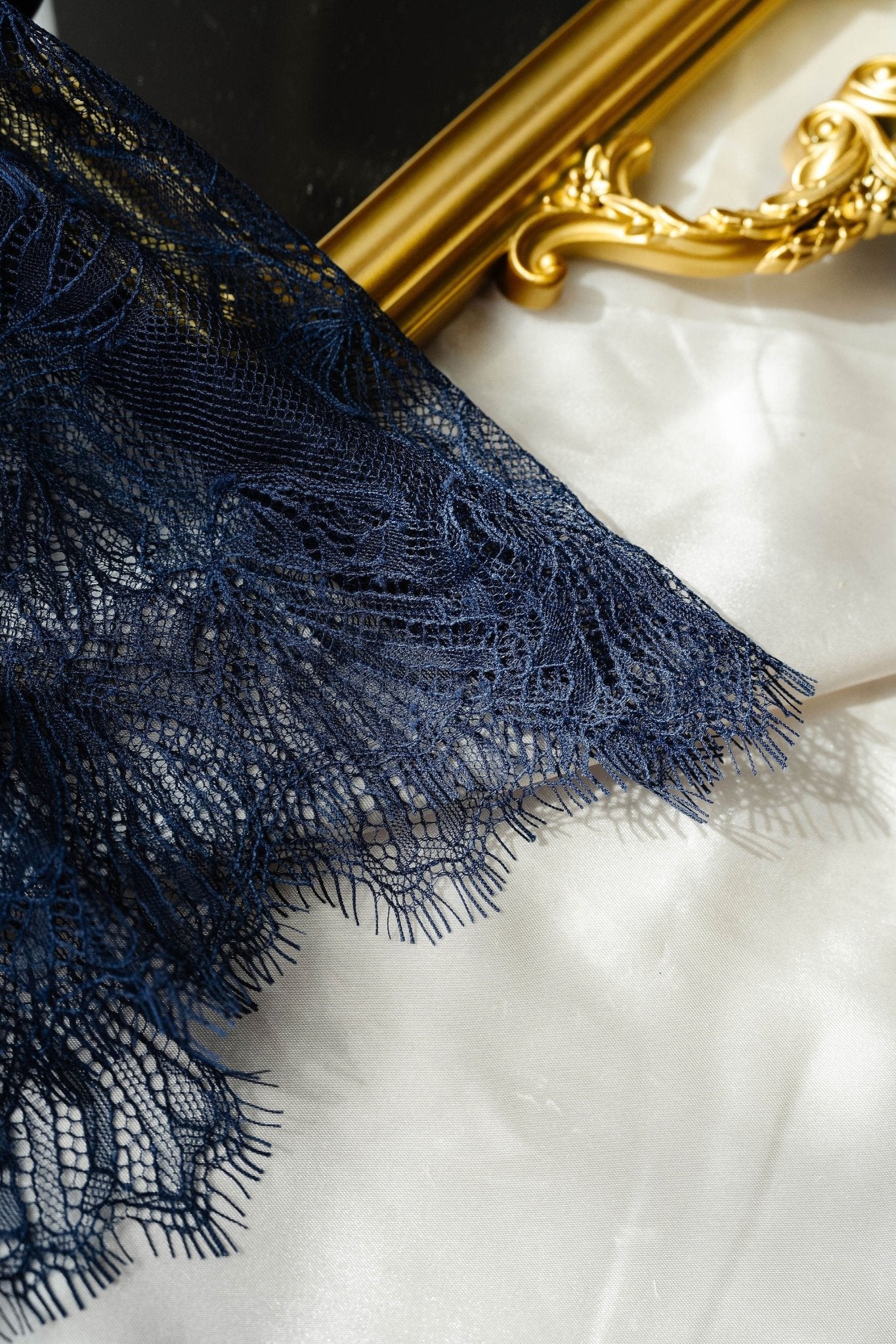 Eyelash Lace Crotchless Teddy - Navy - Image 19