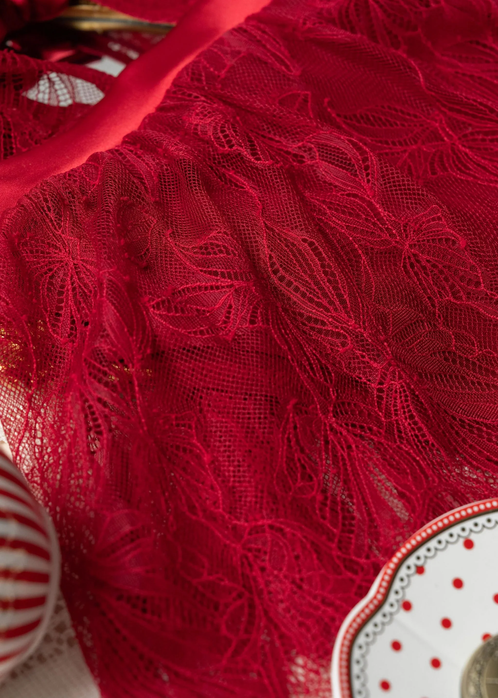 Eyelash Lace Crotchless Teddy - Red - Image 19