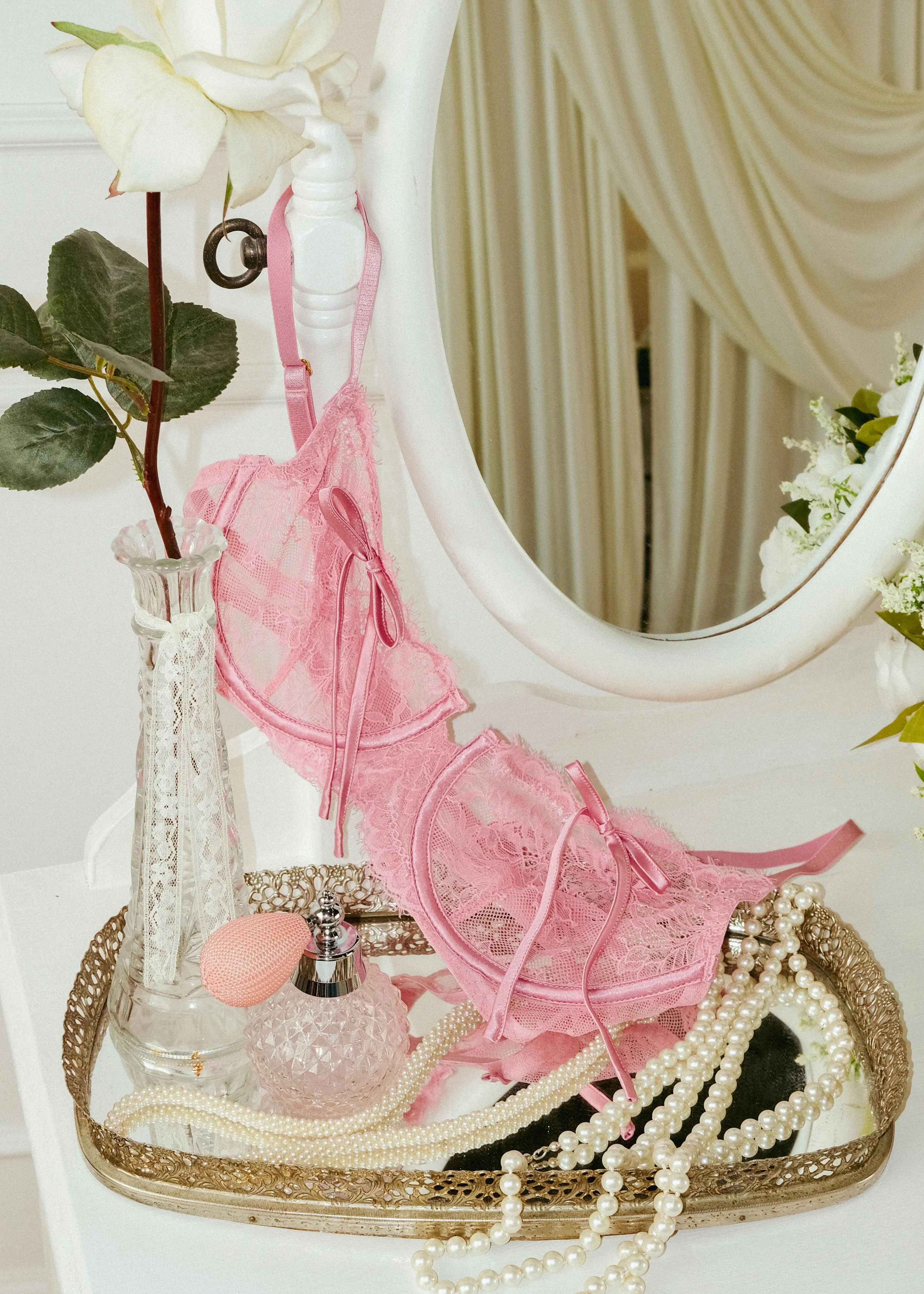 Eyelash Lace Underwire Bralette - Rose - Image 10