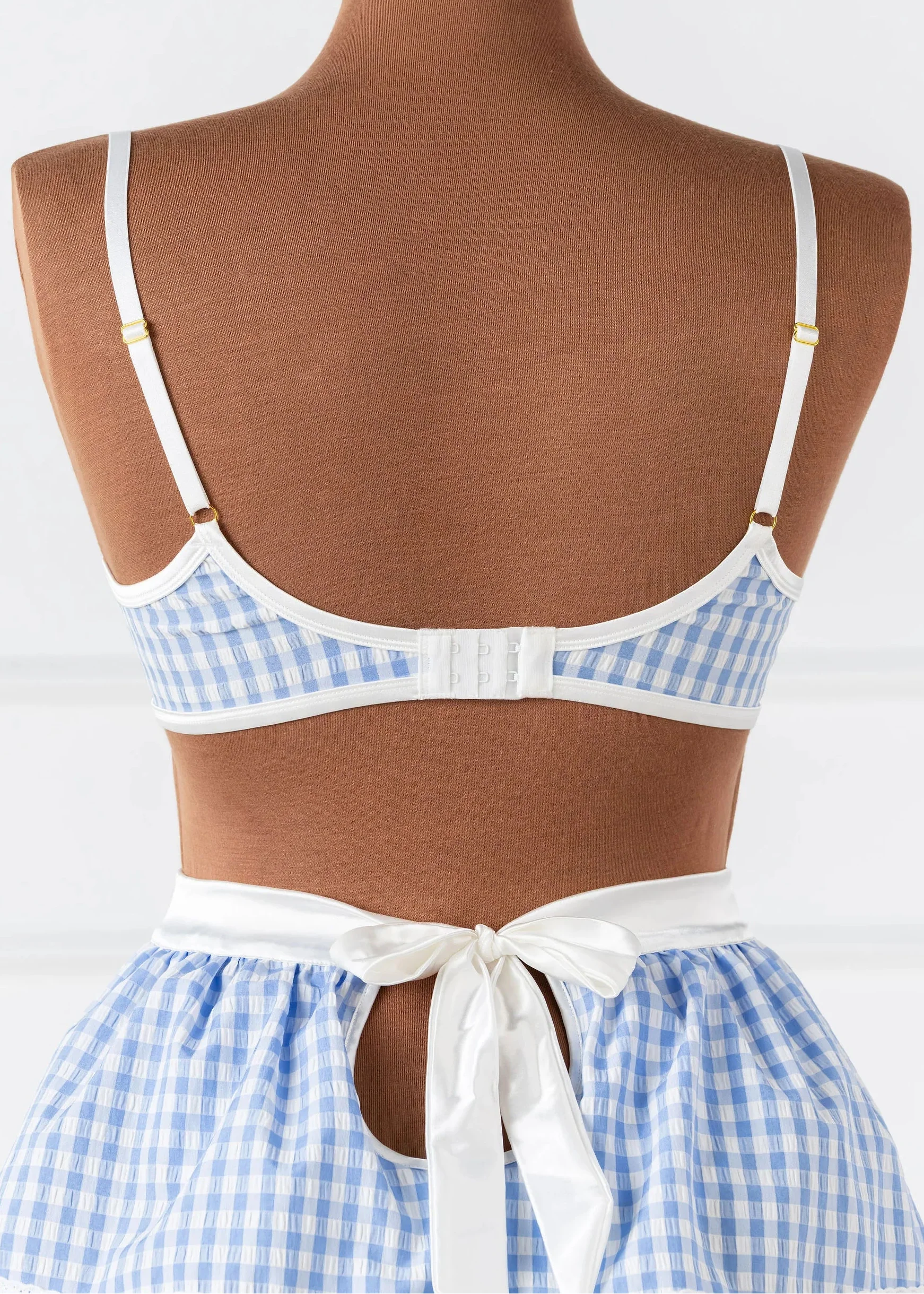 Gingham Underwire Balconette Bralette - Blue - Image 5