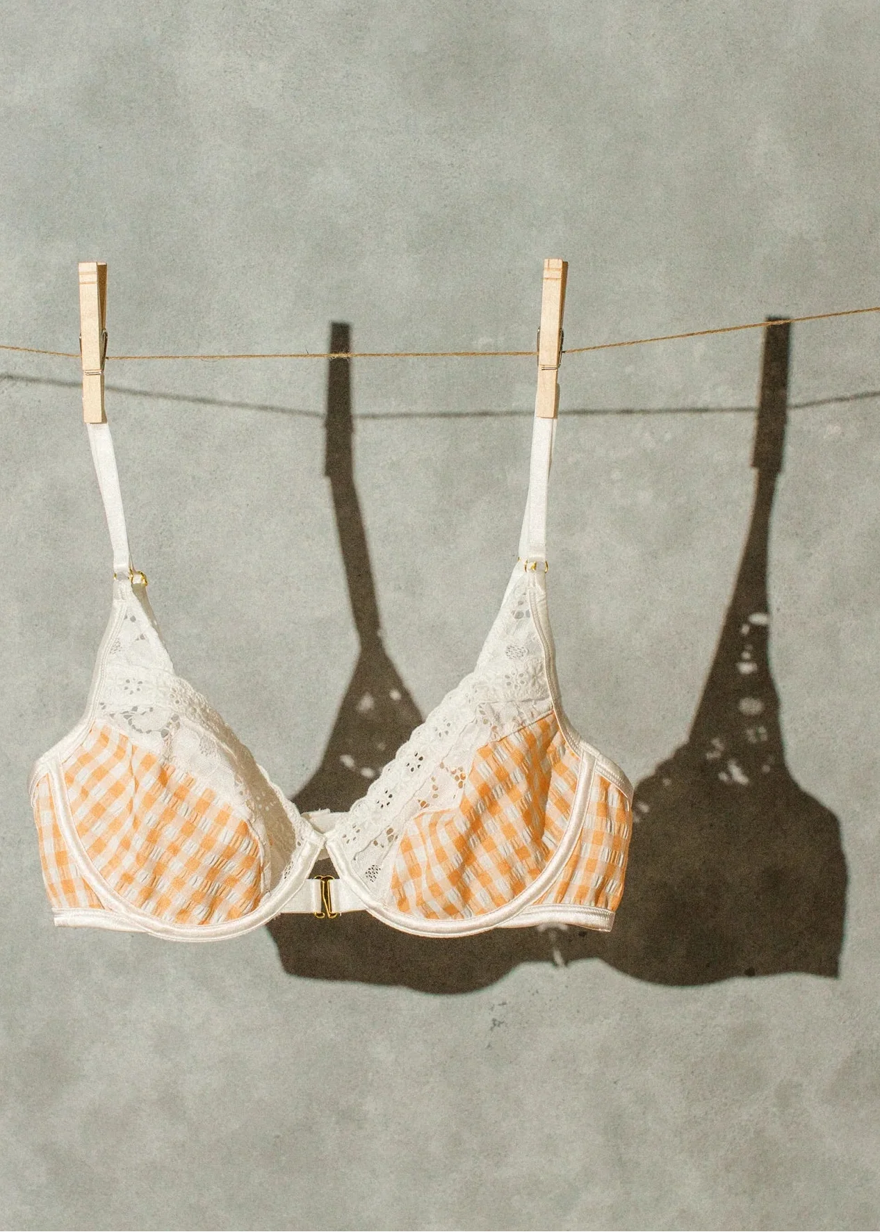 Gingham Underwire Balconette Bralette - Peach - Image 10