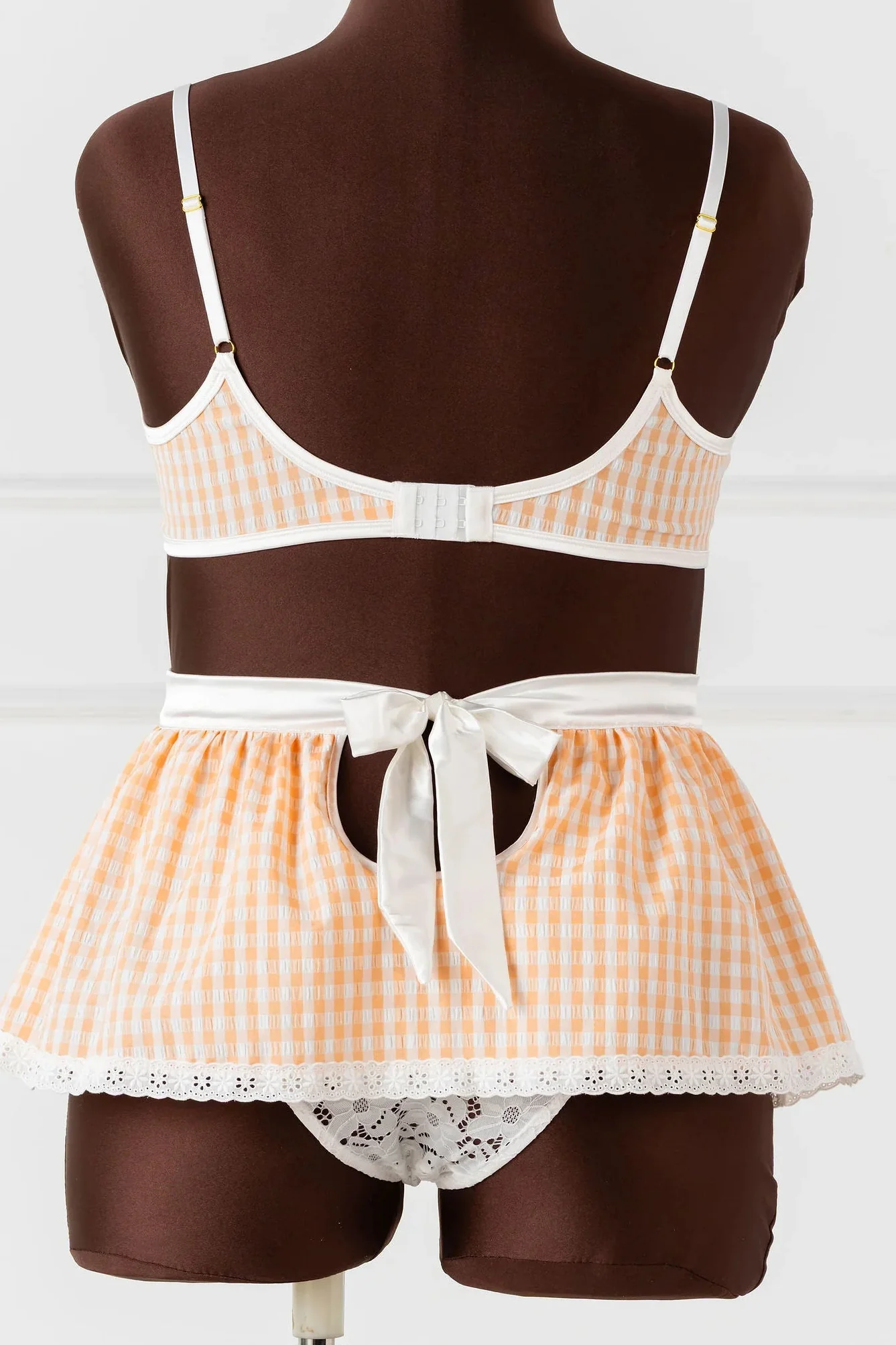Gingham Underwire Balconette Bralette - Peach - Image 18