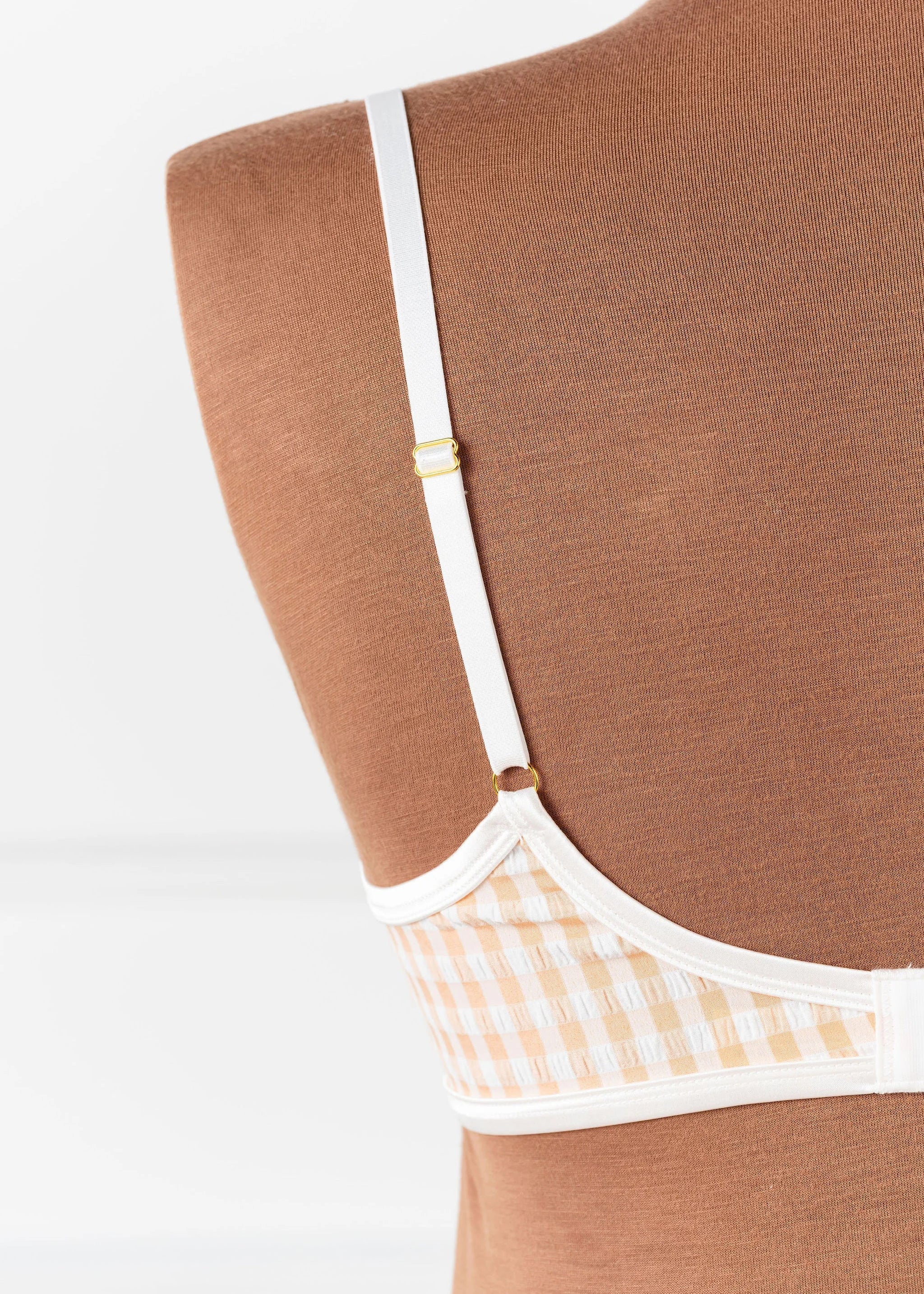 Gingham Underwire Balconette Bralette - Peach - Image 7
