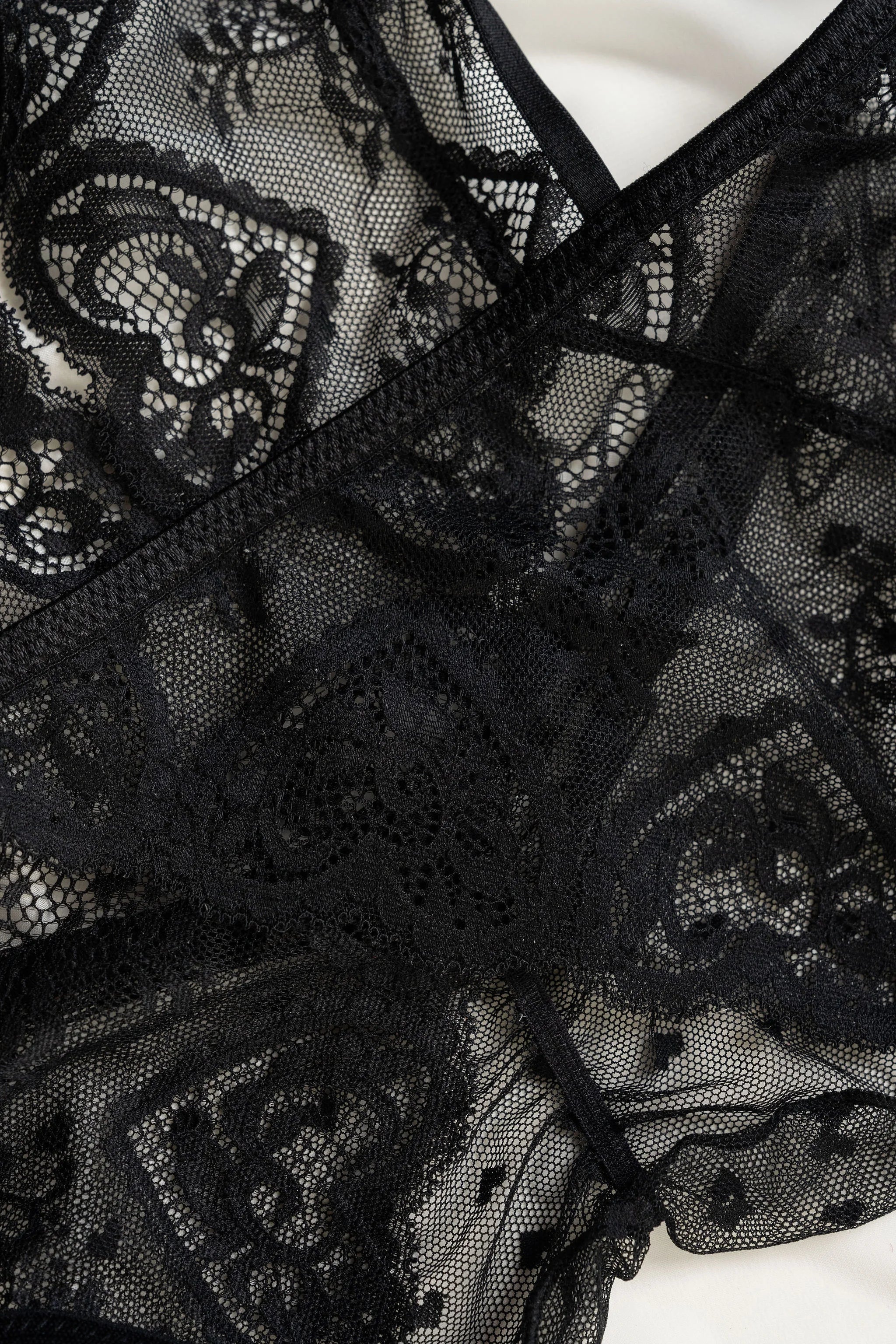 Heart Lace & Mesh Crotchless Teddy - Black - Image 19
