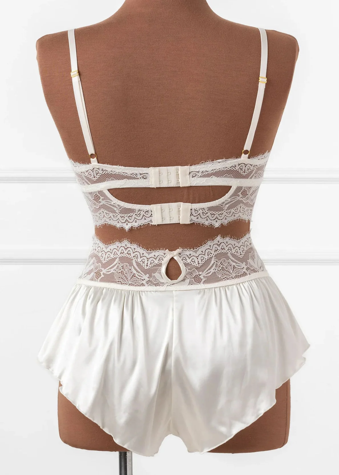 High Waist Satin Tap Shorts - Pearl - Image 4