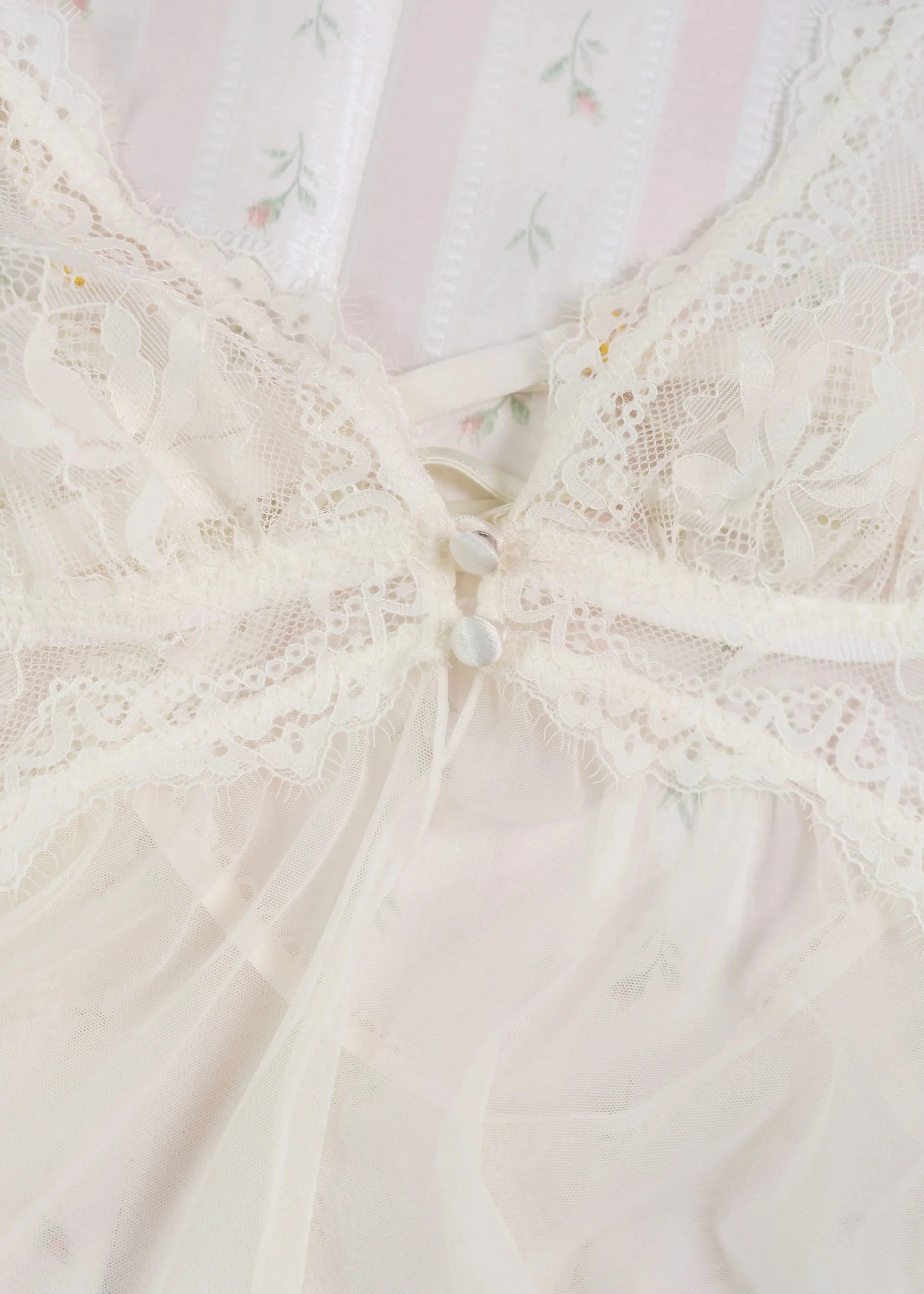 Lace & Mesh Button Babydoll - Pearl - Image 8