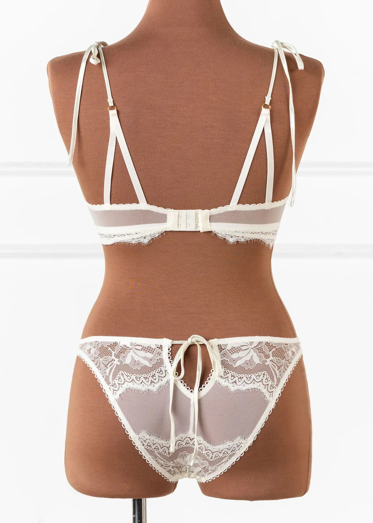 Eyelash Lace Button Bralette - Pearl - Image 5