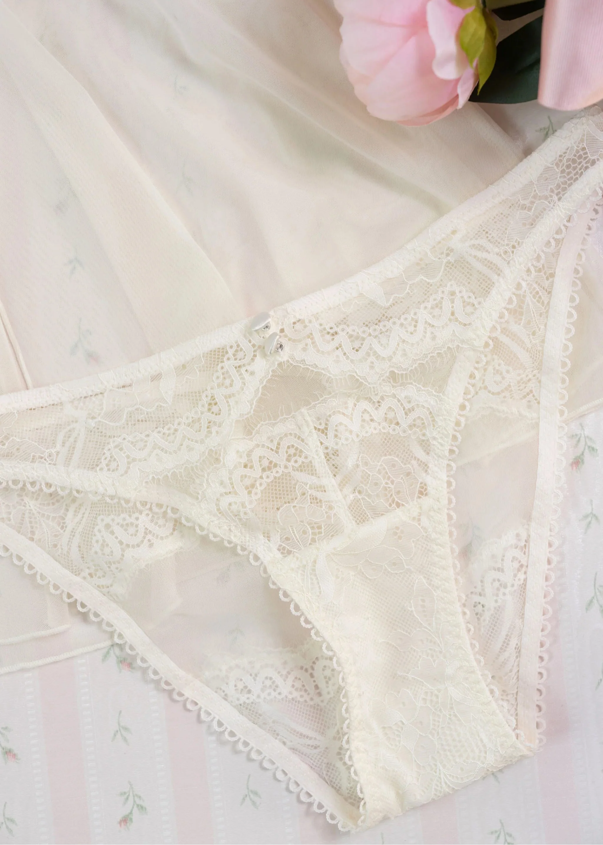 Eyelash Lace Button Panty - Pearl - Image 14