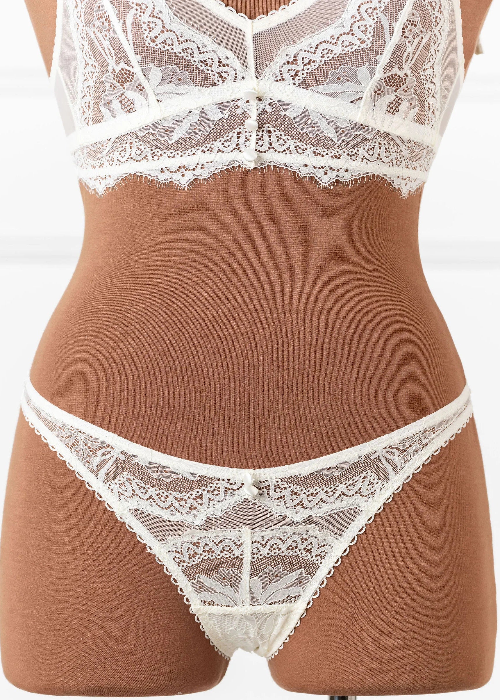 Eyelash Lace Button Panty - Pearl - Image 3