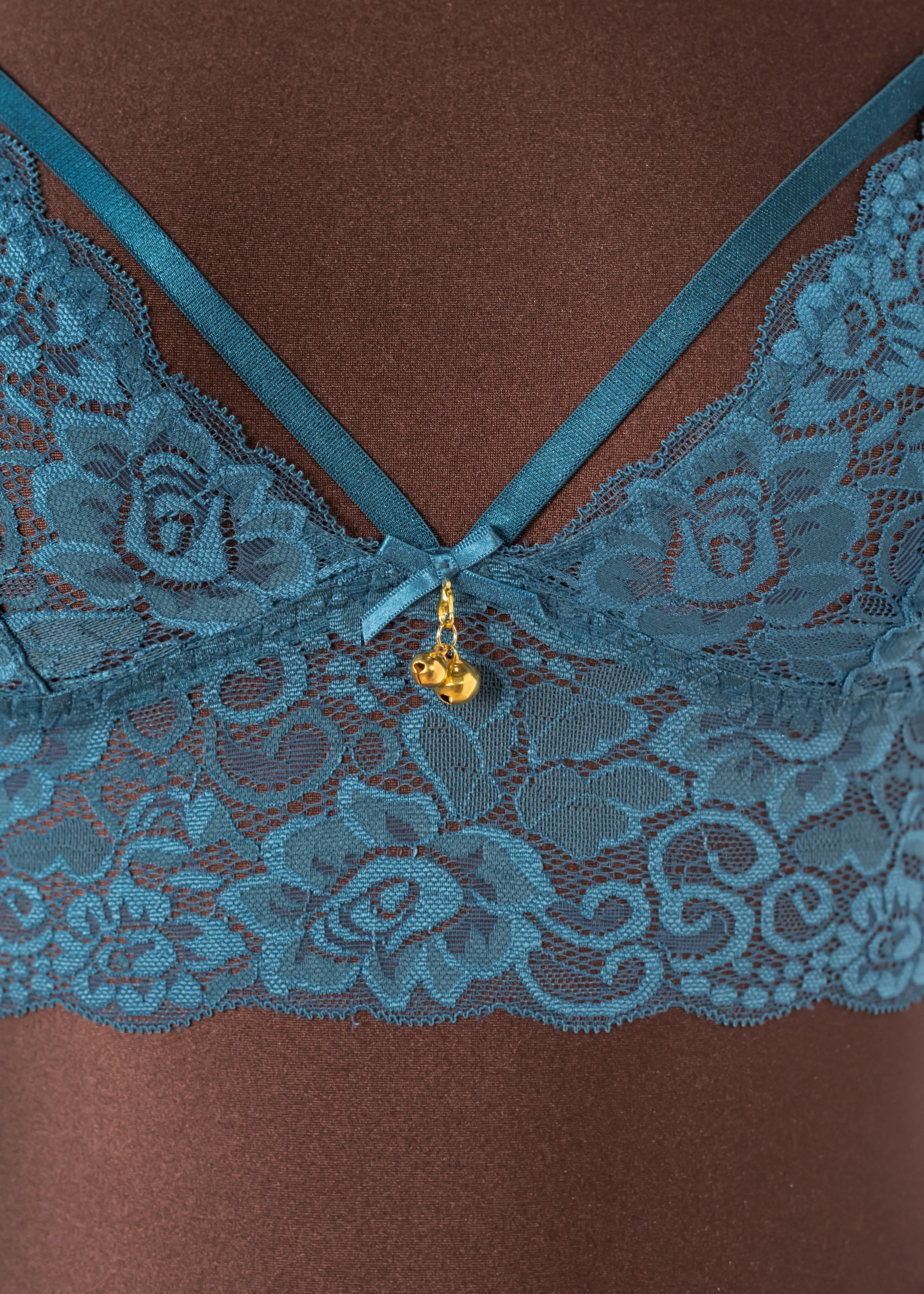 Lacy Caged Charm Bralette - Retro Blue - Image 6