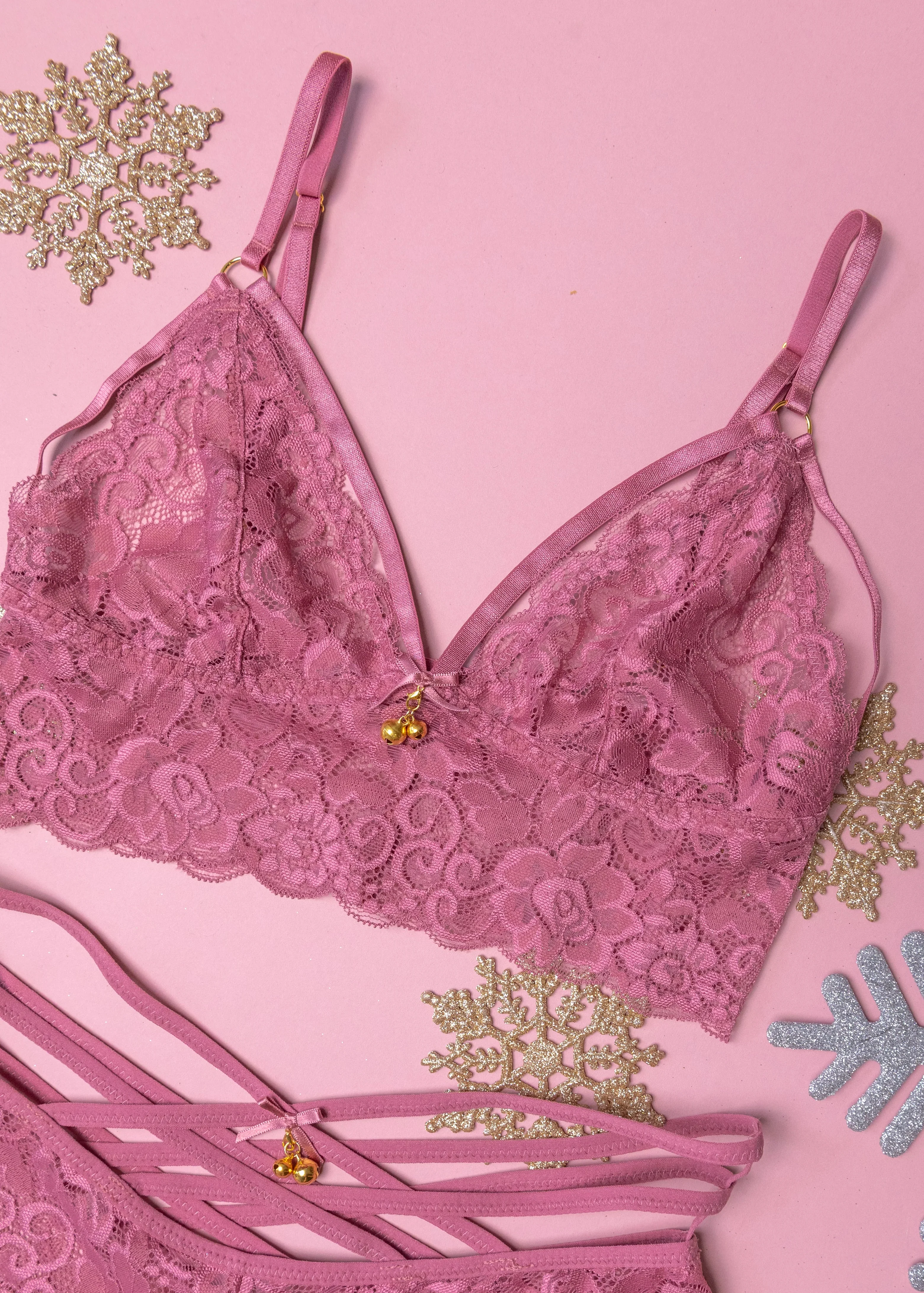 Lacy Caged Charm Bralette - Sugarplum Pink - Image 13