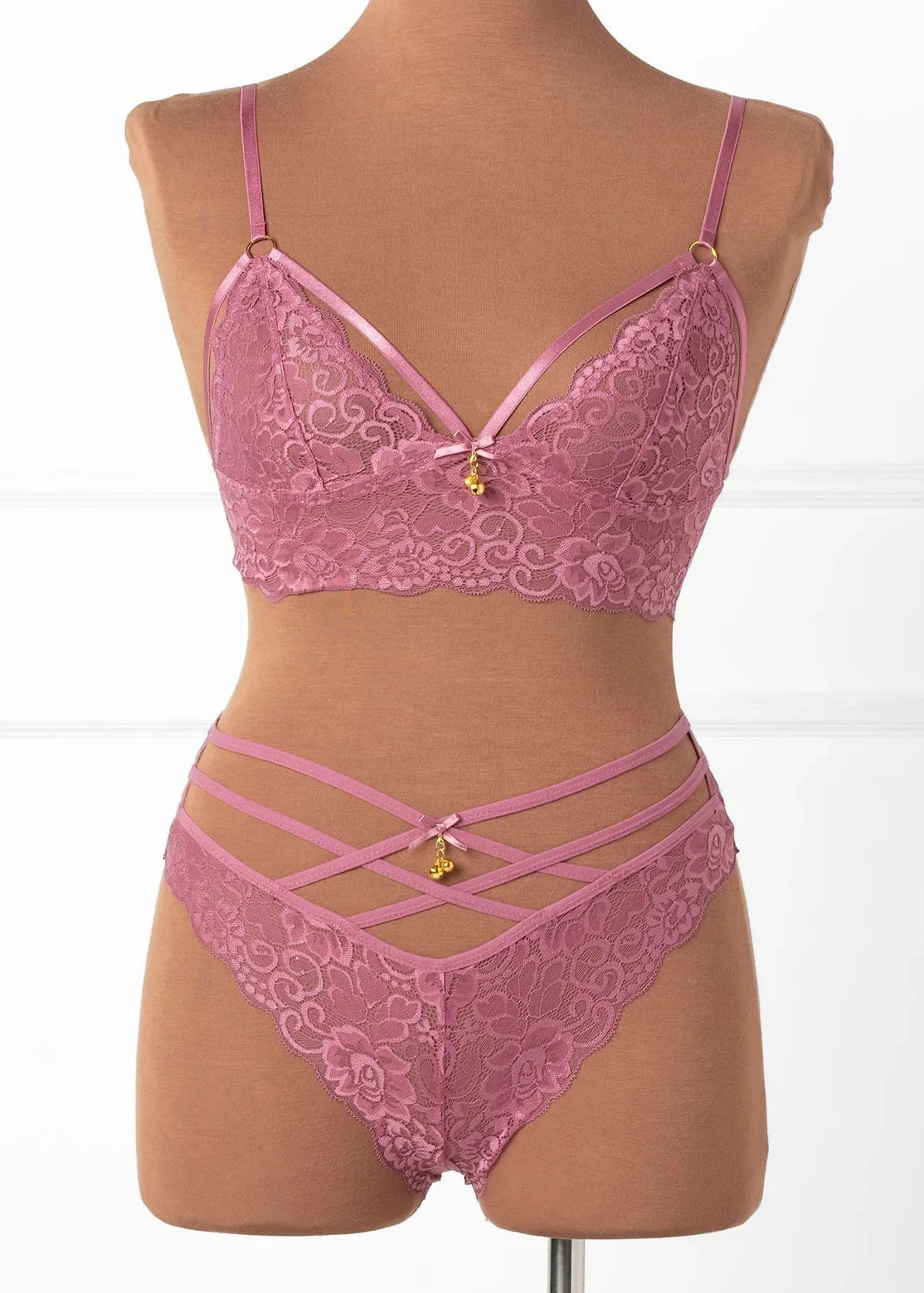 Lacy Caged Charm Bralette - Sugarplum Pink - Image 3