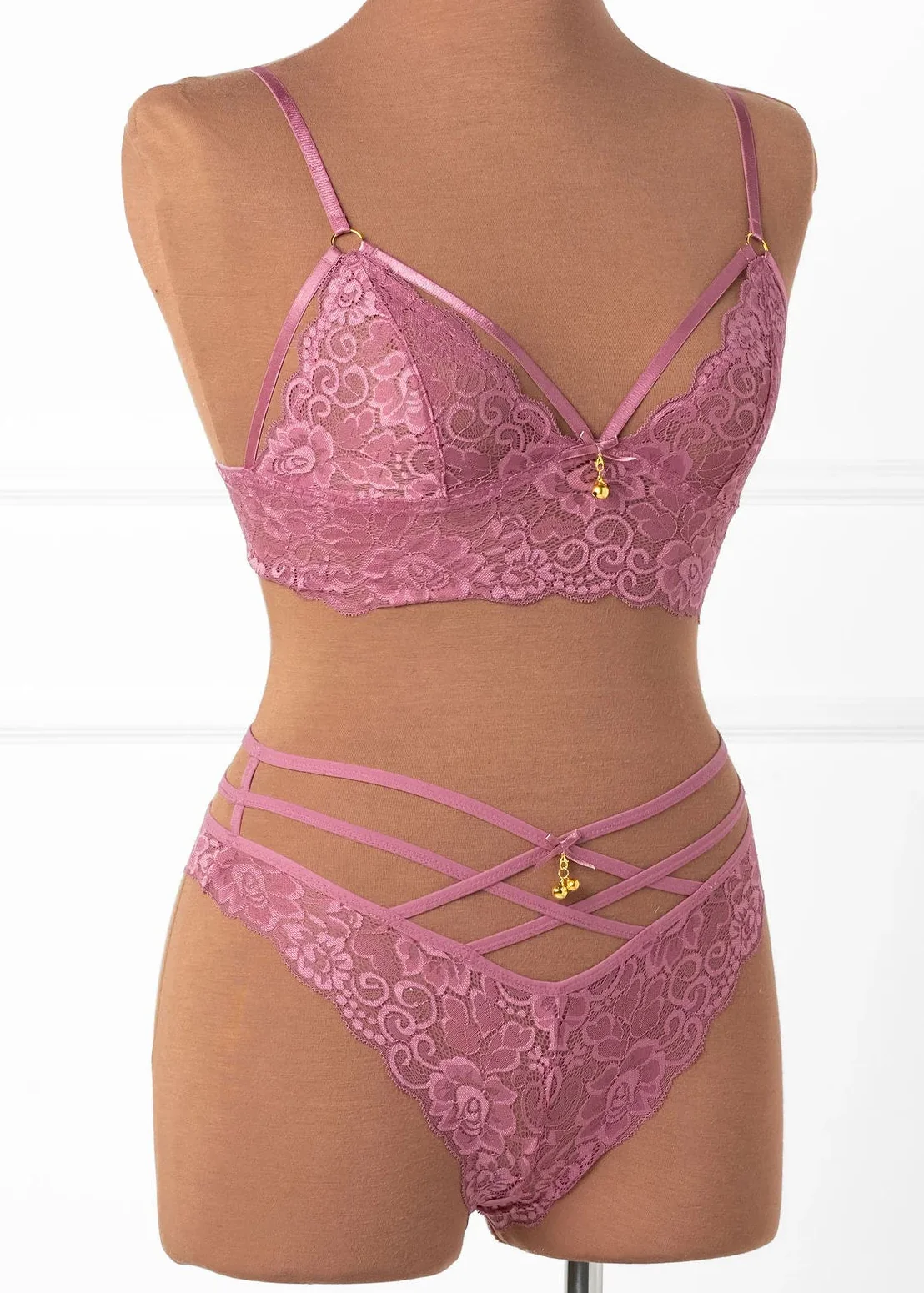 Lacy Caged Charm Bralette - Sugarplum Pink - Image 4