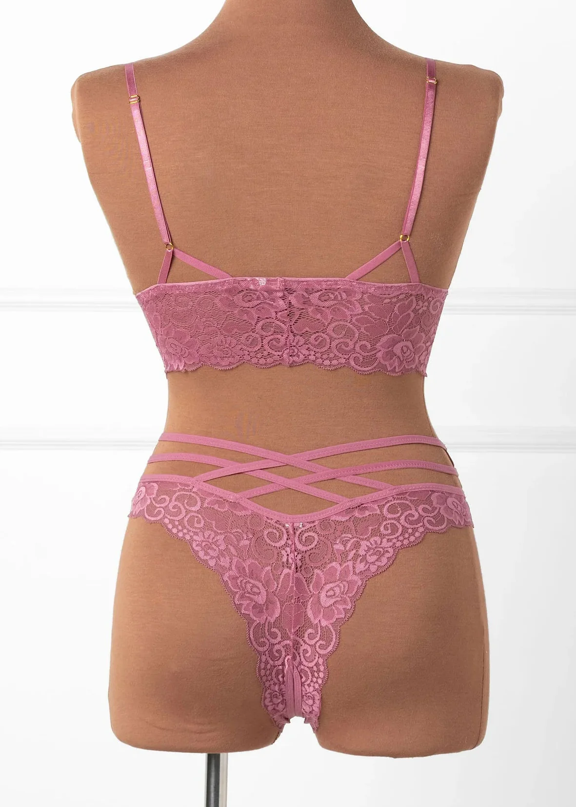 Lacy Caged Charm Bralette - Sugarplum Pink - Image 5