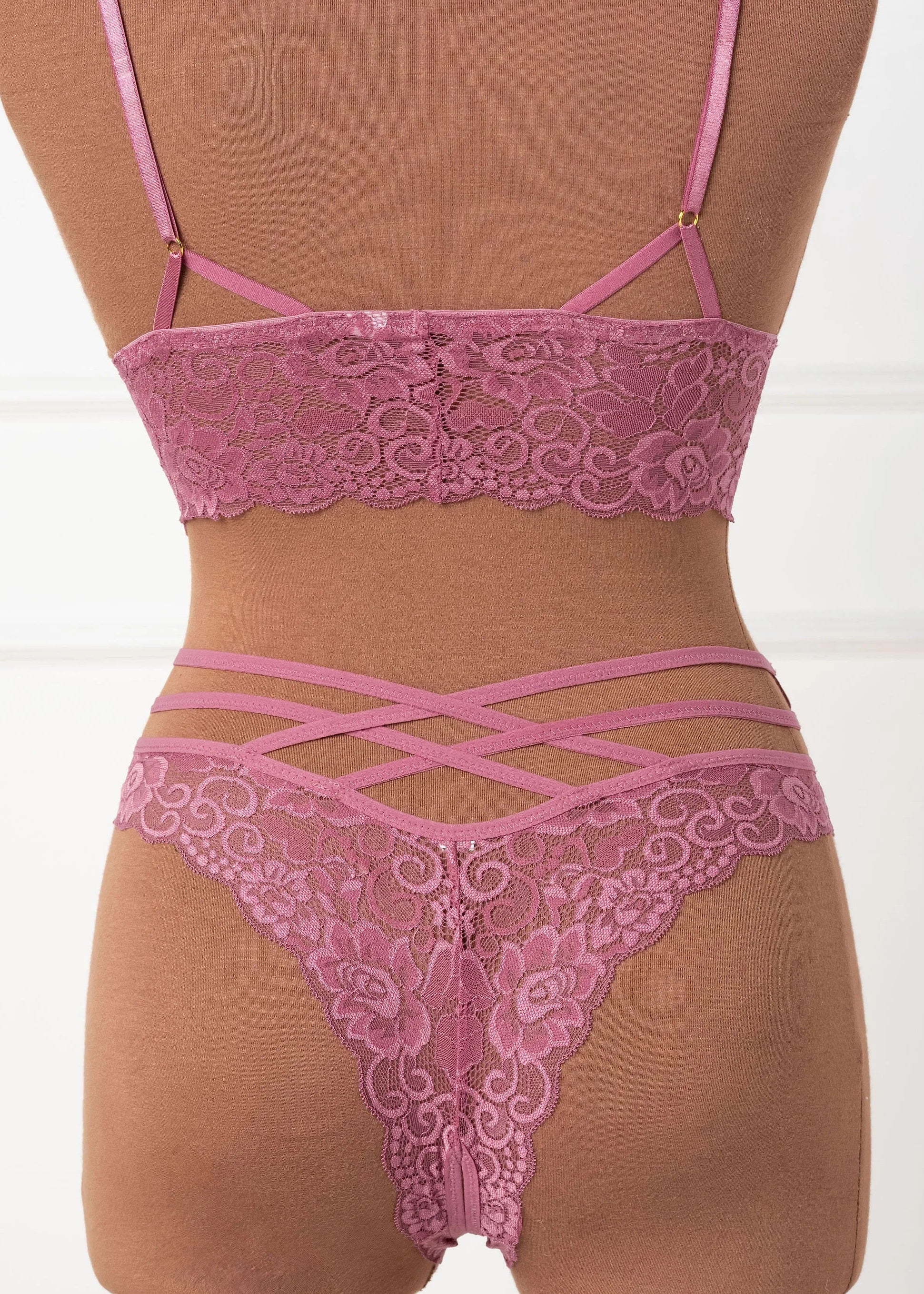 Lacy Caged Charm Bralette - Sugarplum Pink - Image 8