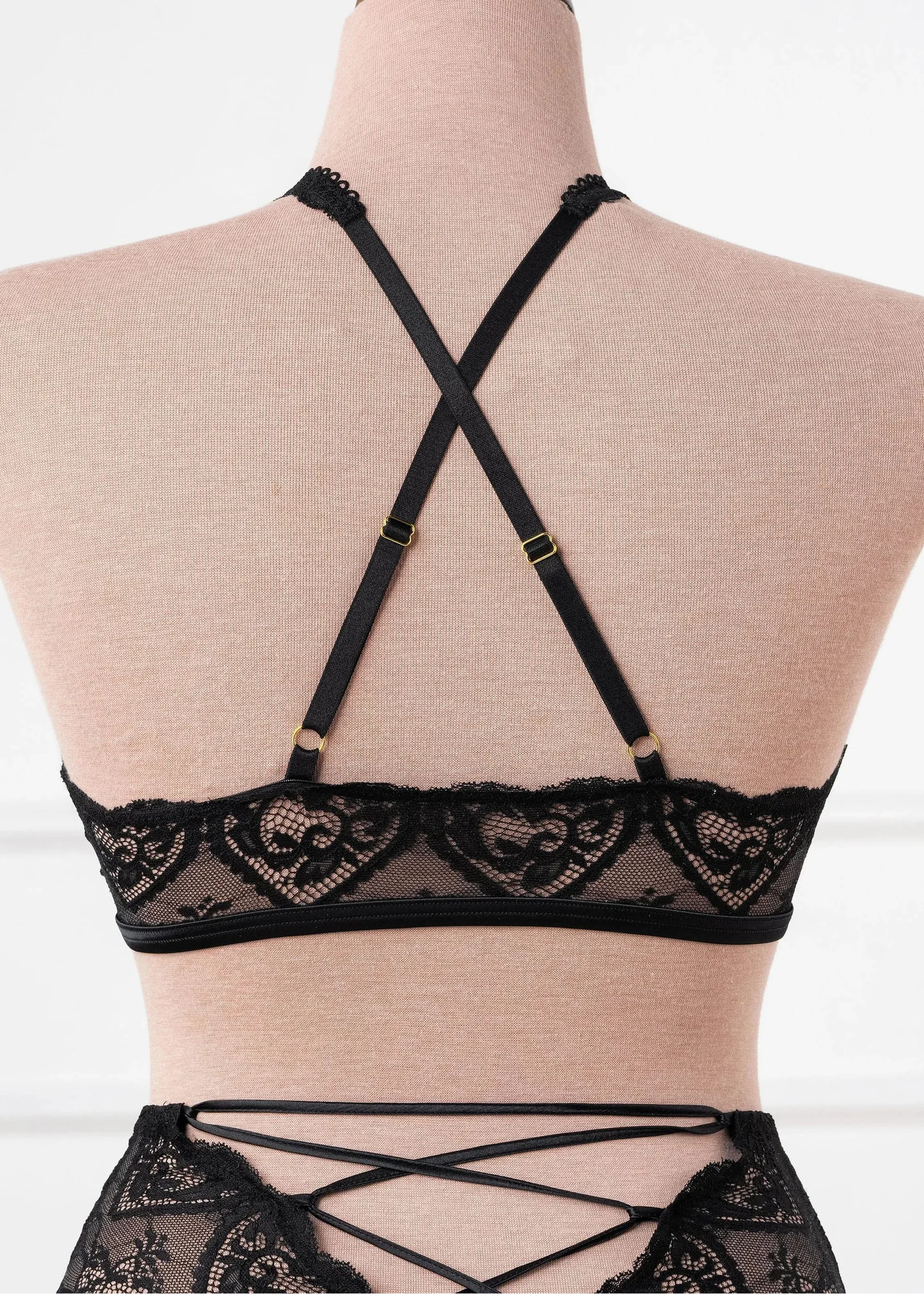 Lacy Crossover Bralette - Black - Image 7