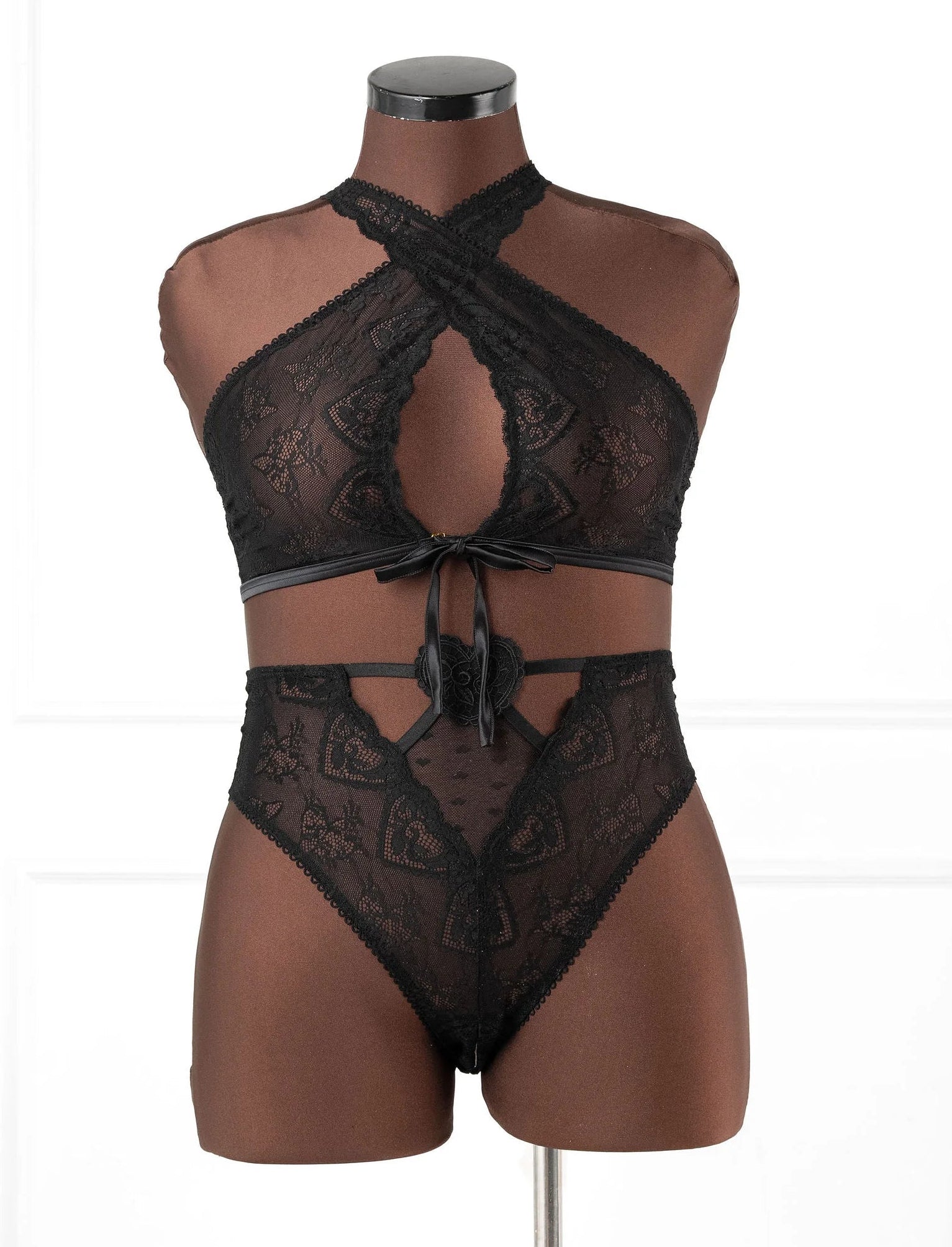 Lacy Crossover Bralette - Black - Image 8