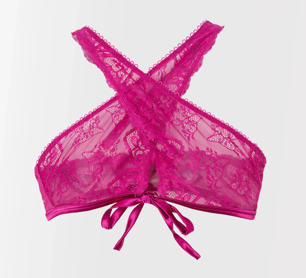 Lacy Crossover Bralette - Fuchsia - Image 18