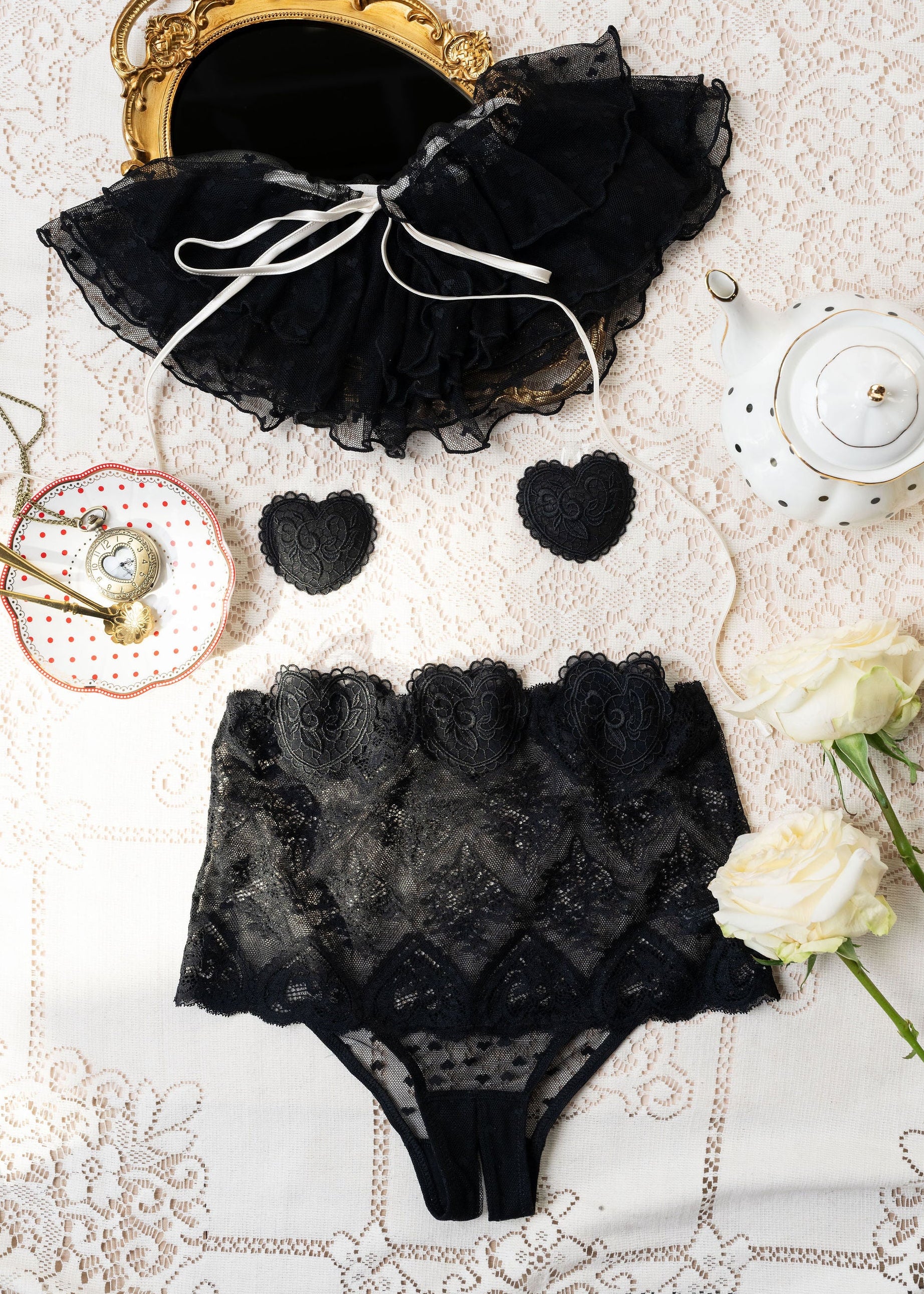 Lacy Crotchless Hipster Panty - Black - Image 7